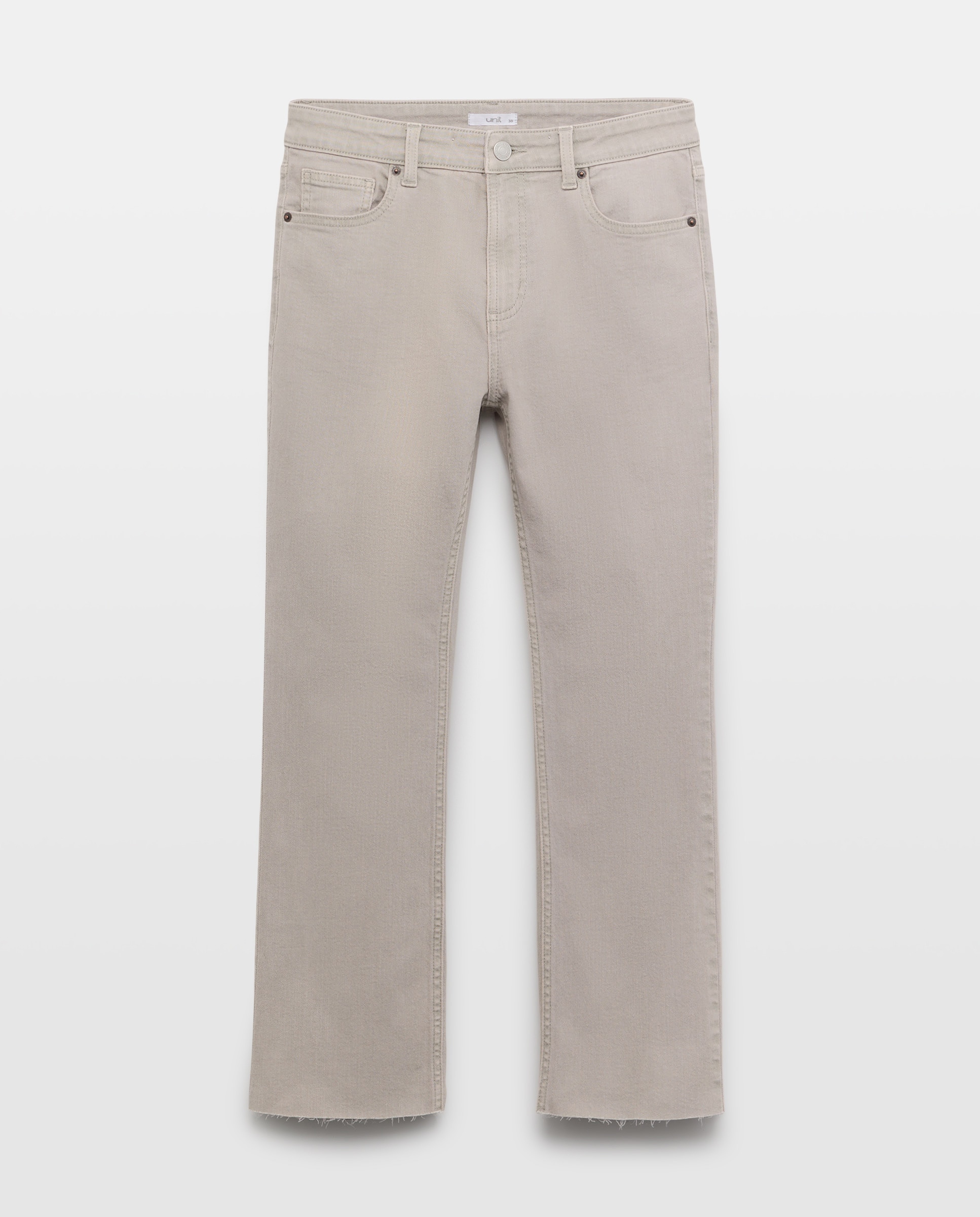 Pantalón de mujer cropped flare desflecado Gris claro-4