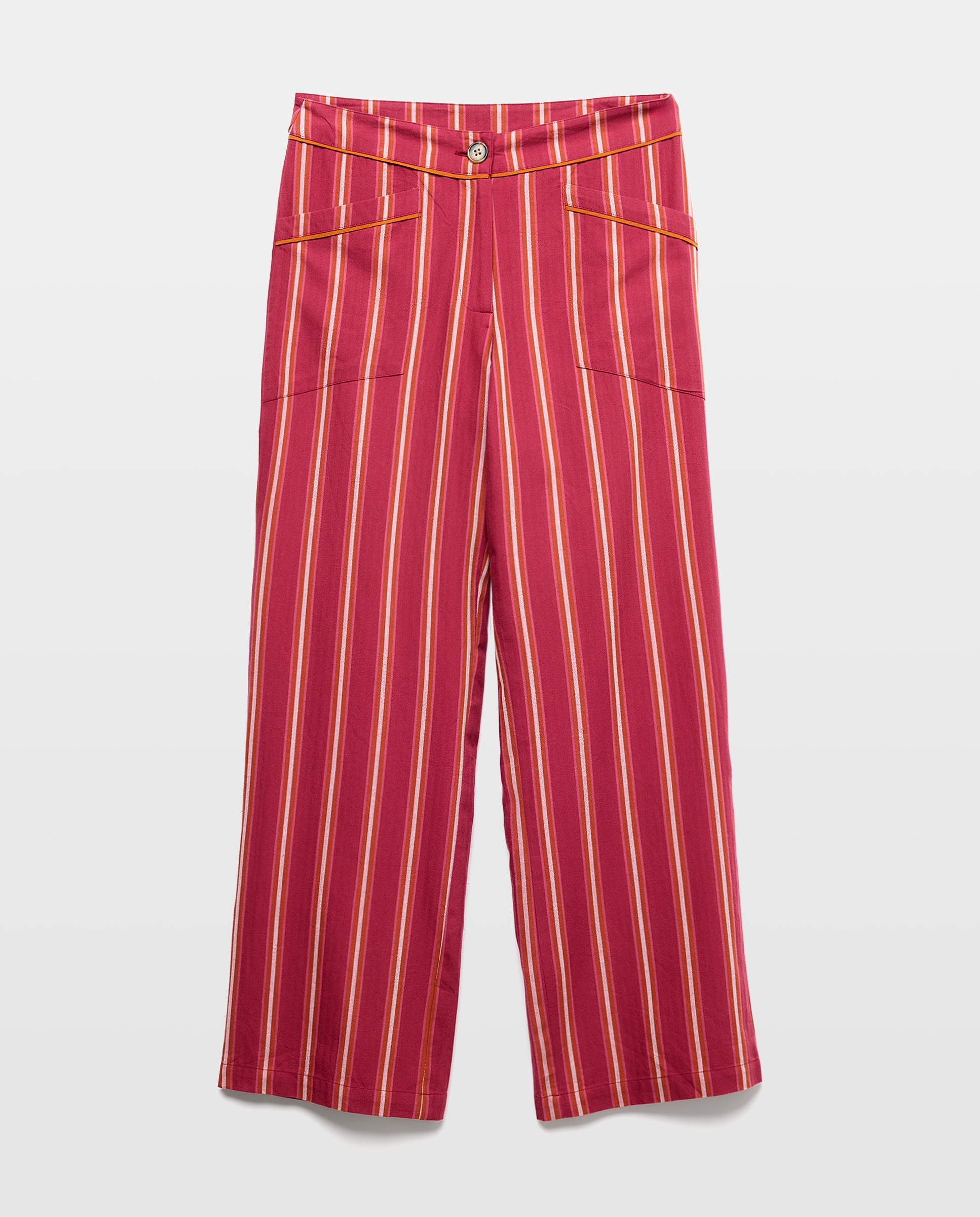 Pantalón de mujer de rayas total look Rosa-4