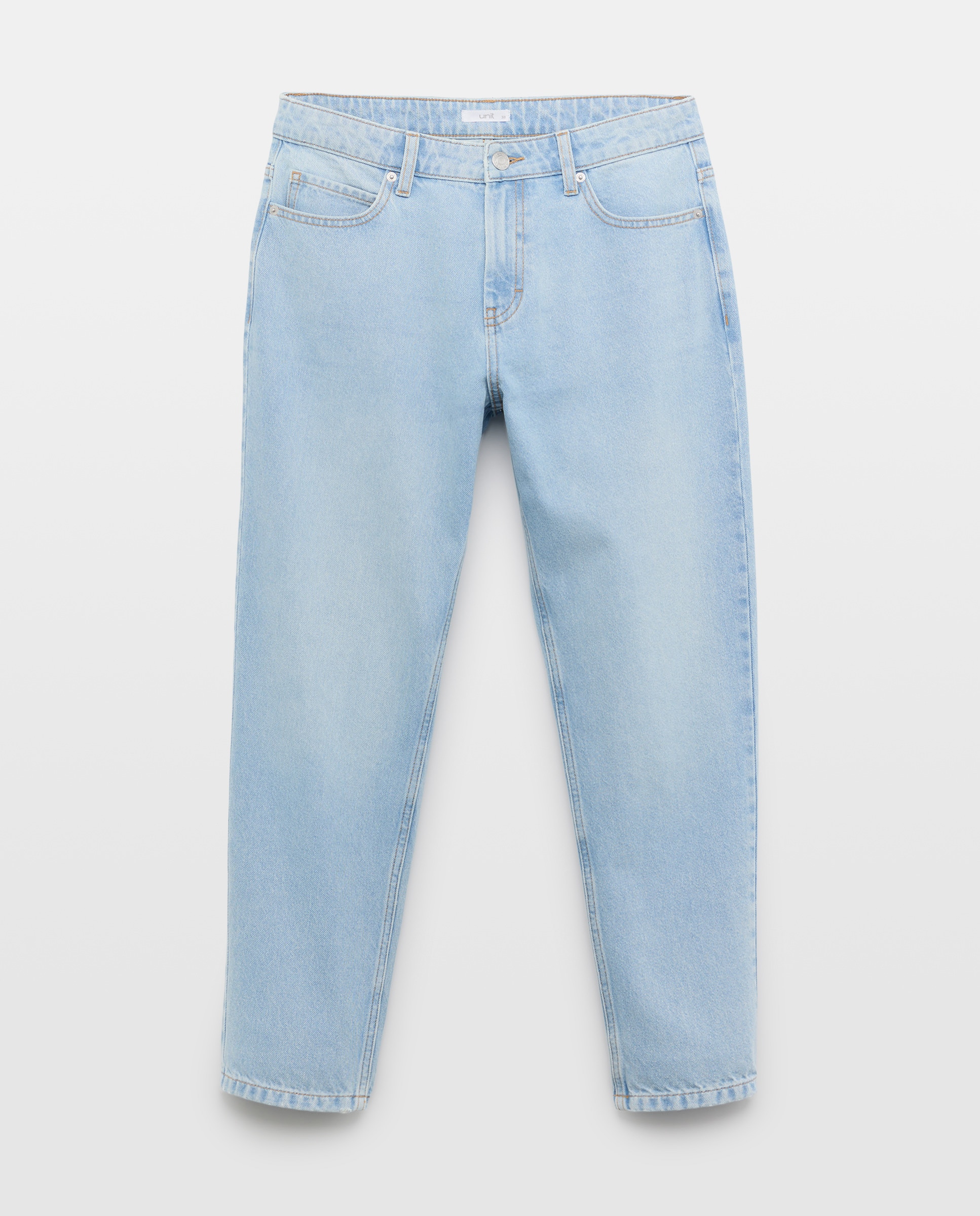 Pantalón denim mom de mujer Cerúleo-4