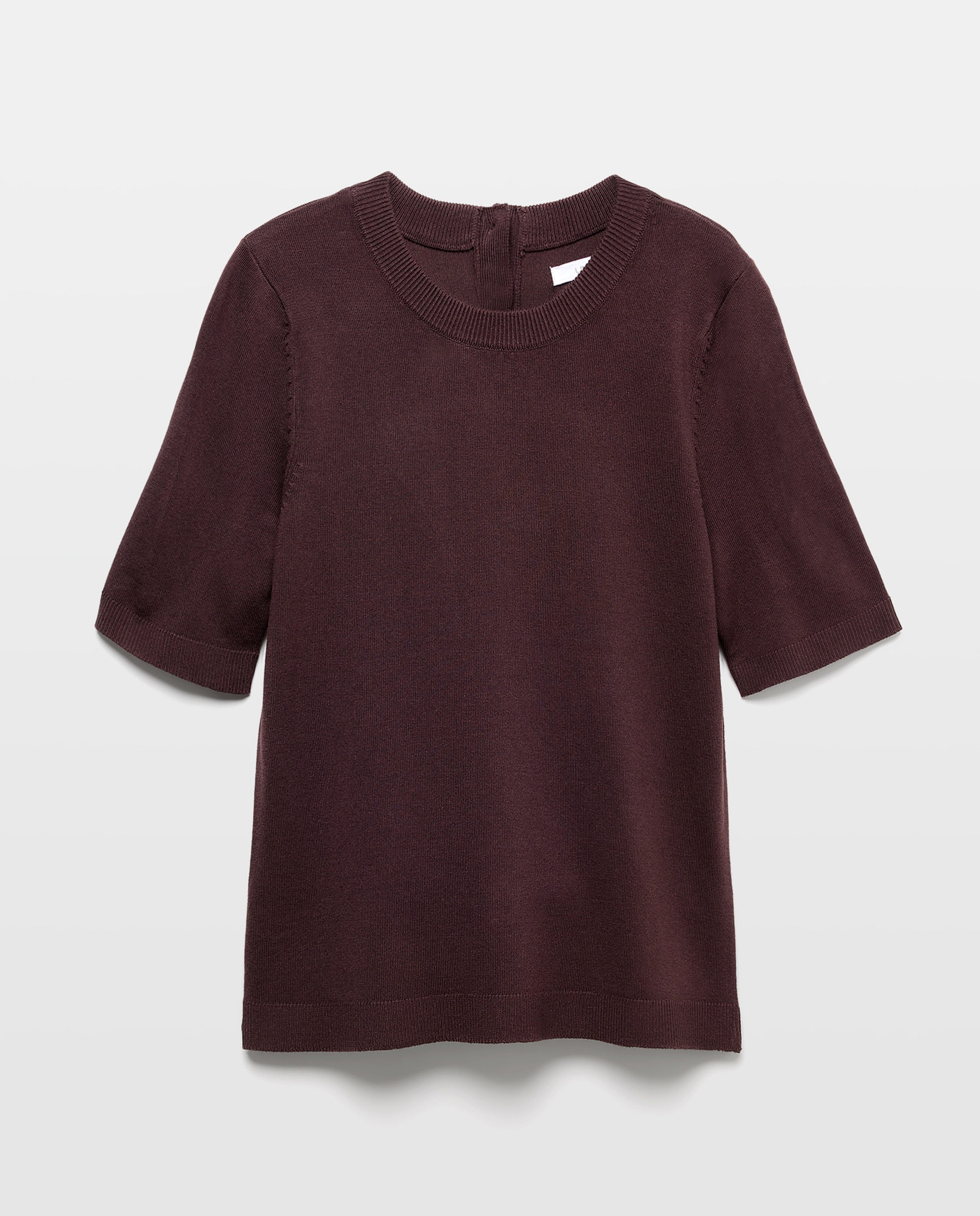 Jersey de mujer cuello caja y manga corta Chocolate-4
