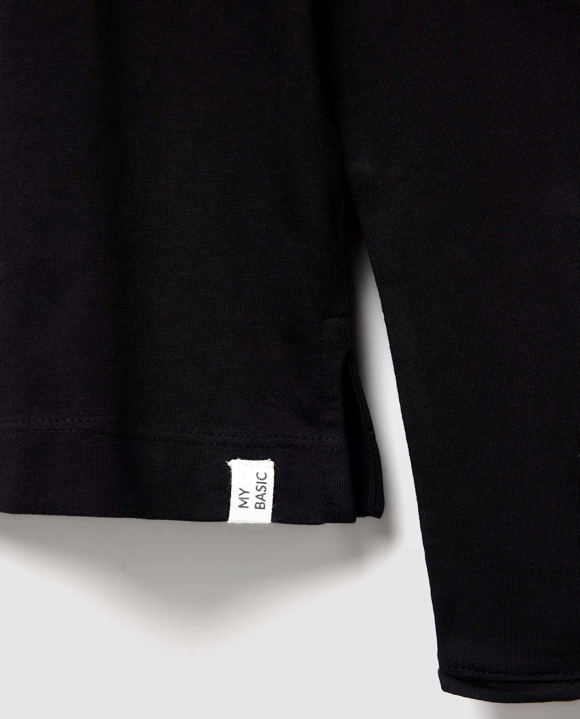 Camiseta básica de mujer cuello caja Negro-5