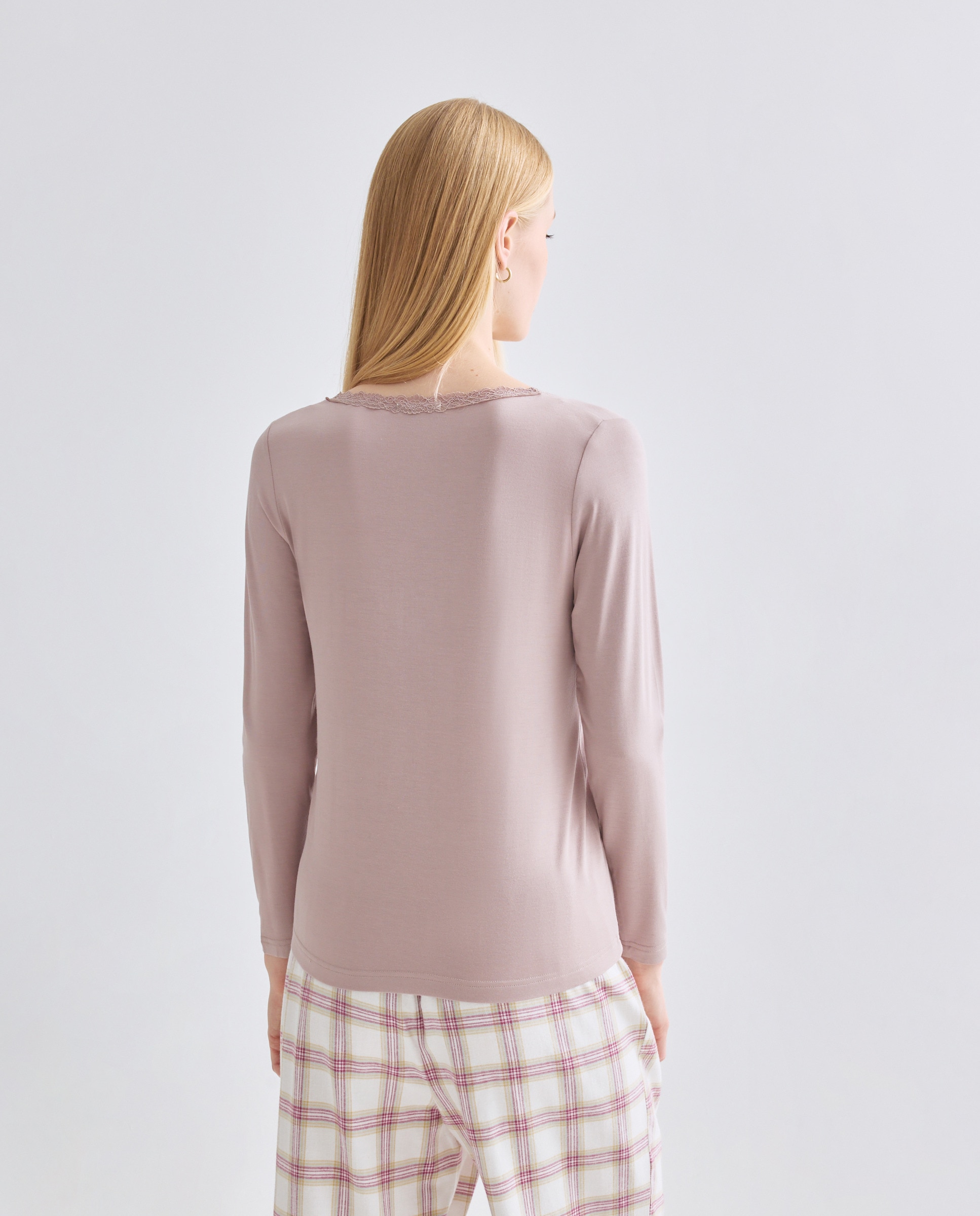 Camiseta mujer lace manga larga 220 Rosa palo-3