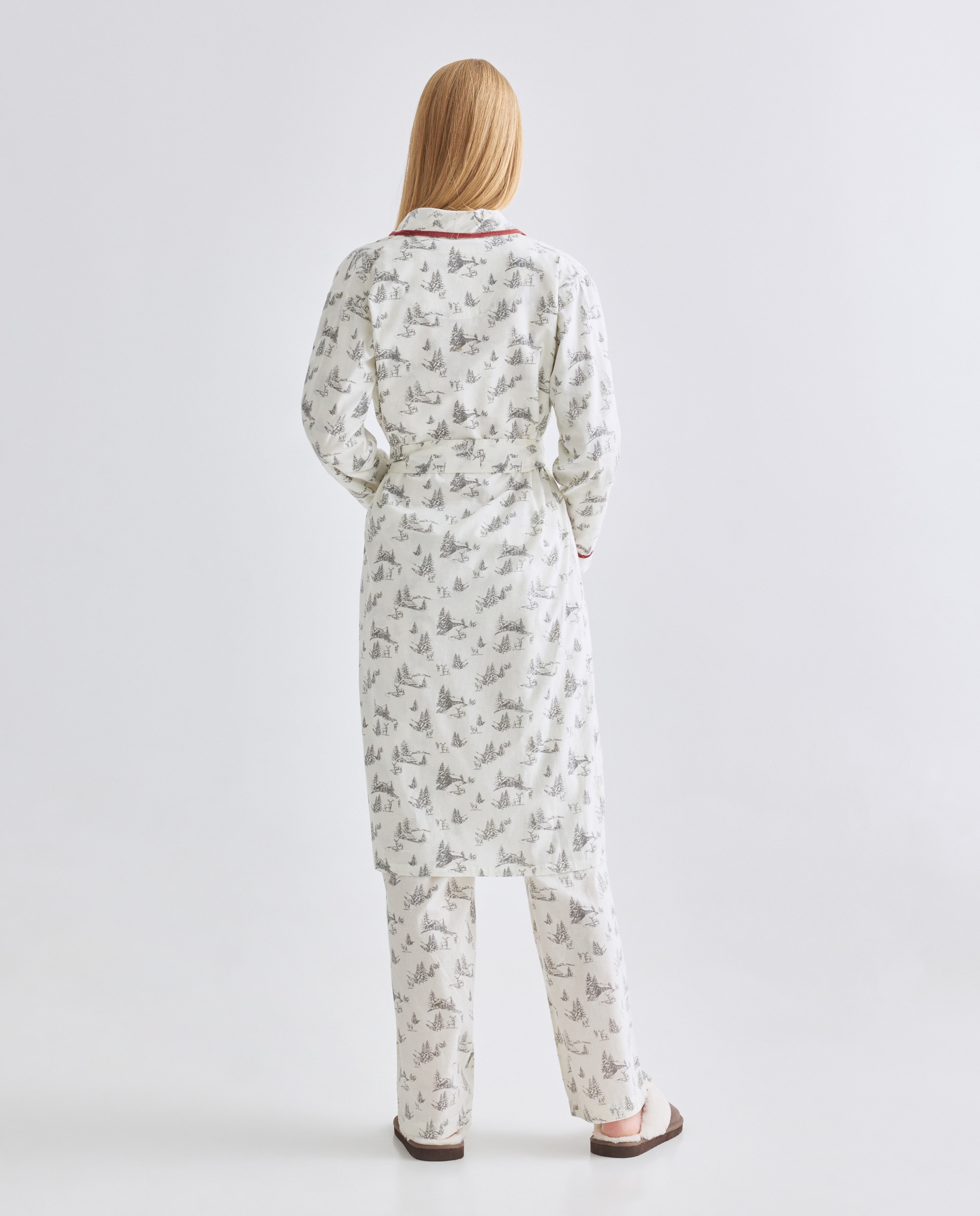 Bata mujer algodón detalle terciopelo Blanco-3