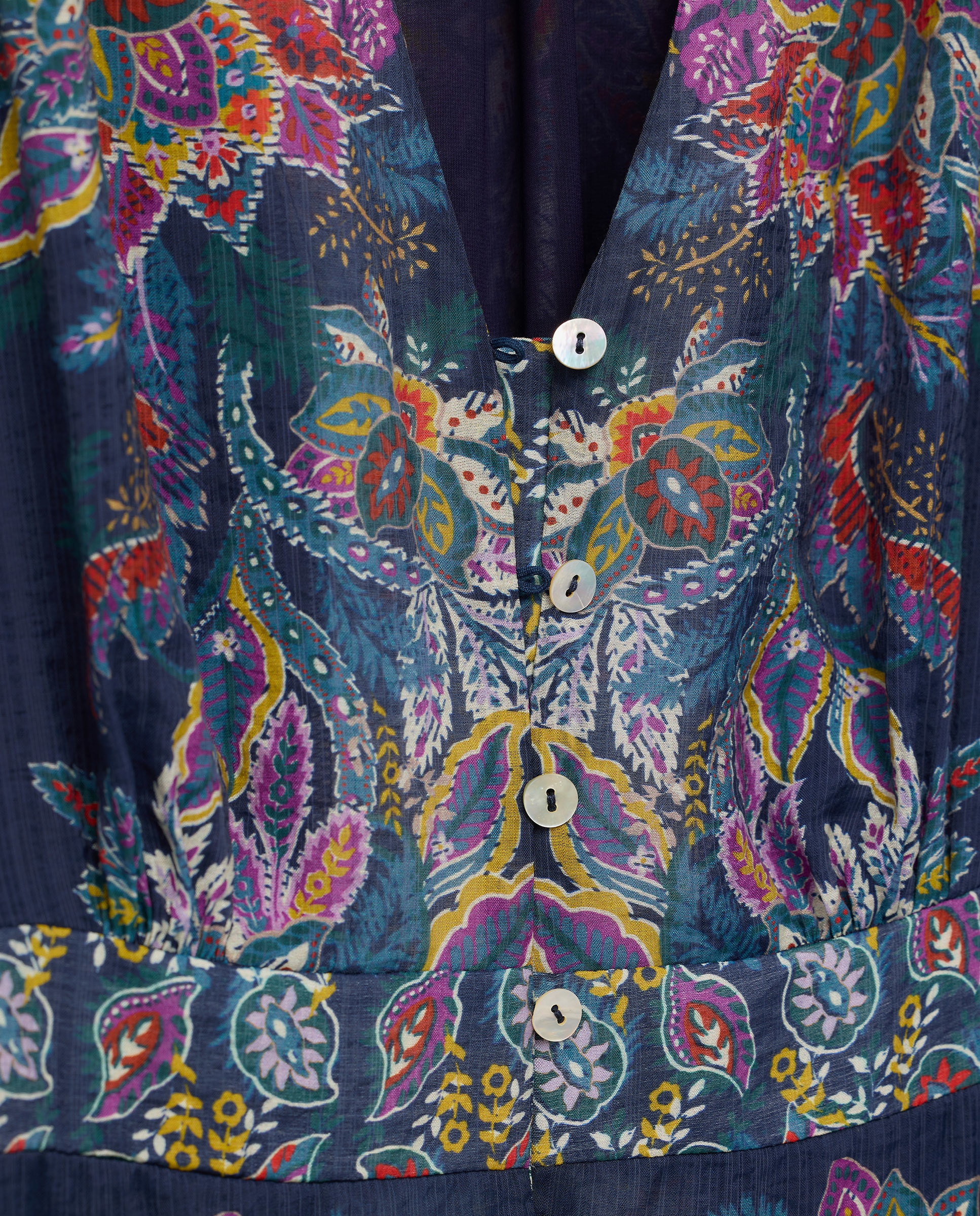 Vestido de Manga Comprida e Estampado Azul-5
