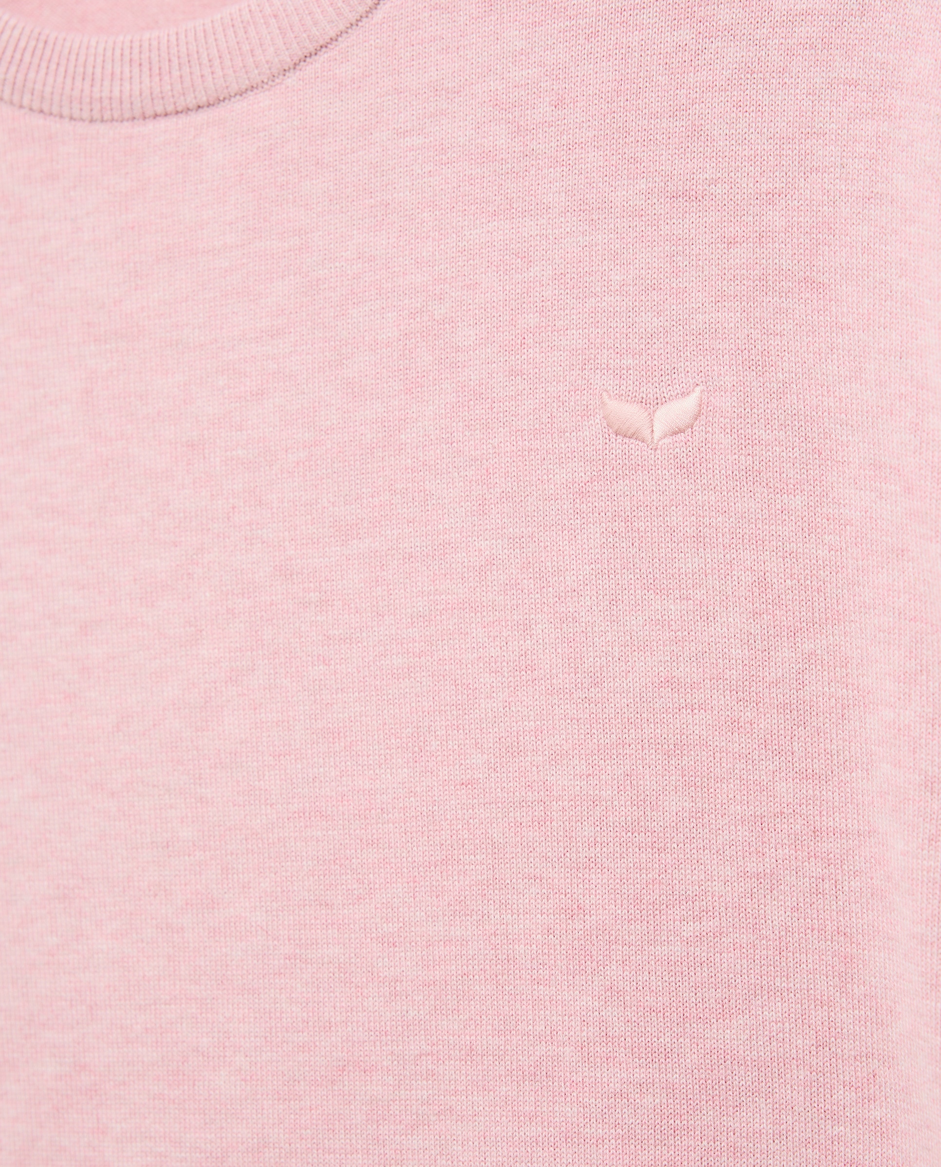 Camisola de Malha Lisa Básica com Decote Redondo Rosa-claro-6