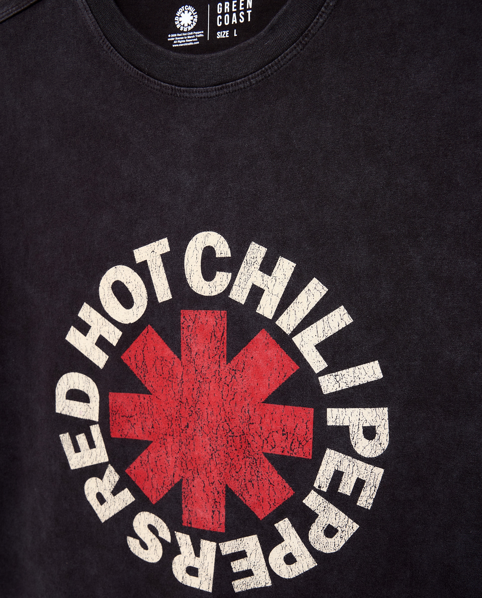 T-shirt de Manga Curta com Estampado de Música Red Hot Preto-6