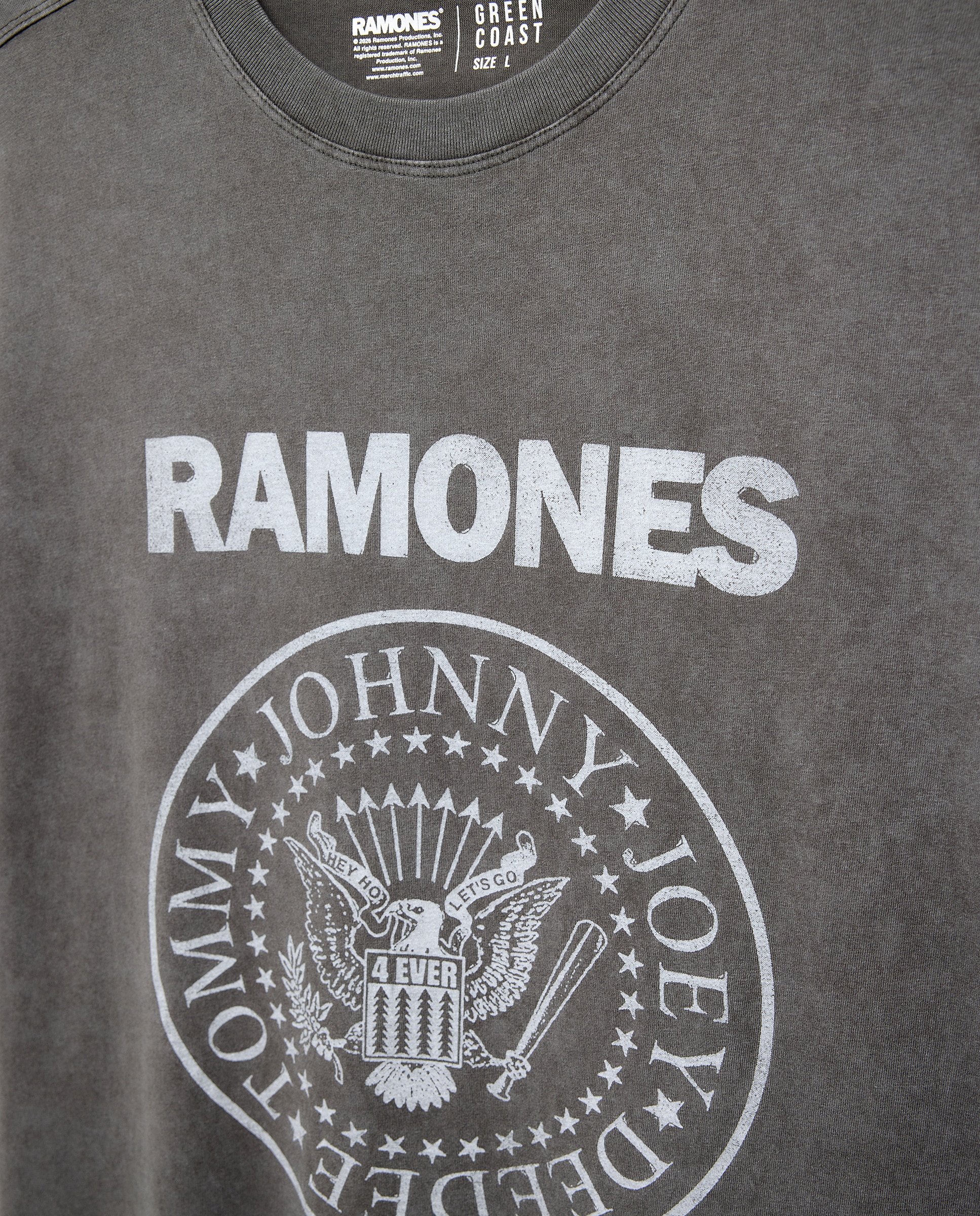 T-shirt de Manga Curta com Estampado de Música Ramones Verde-6