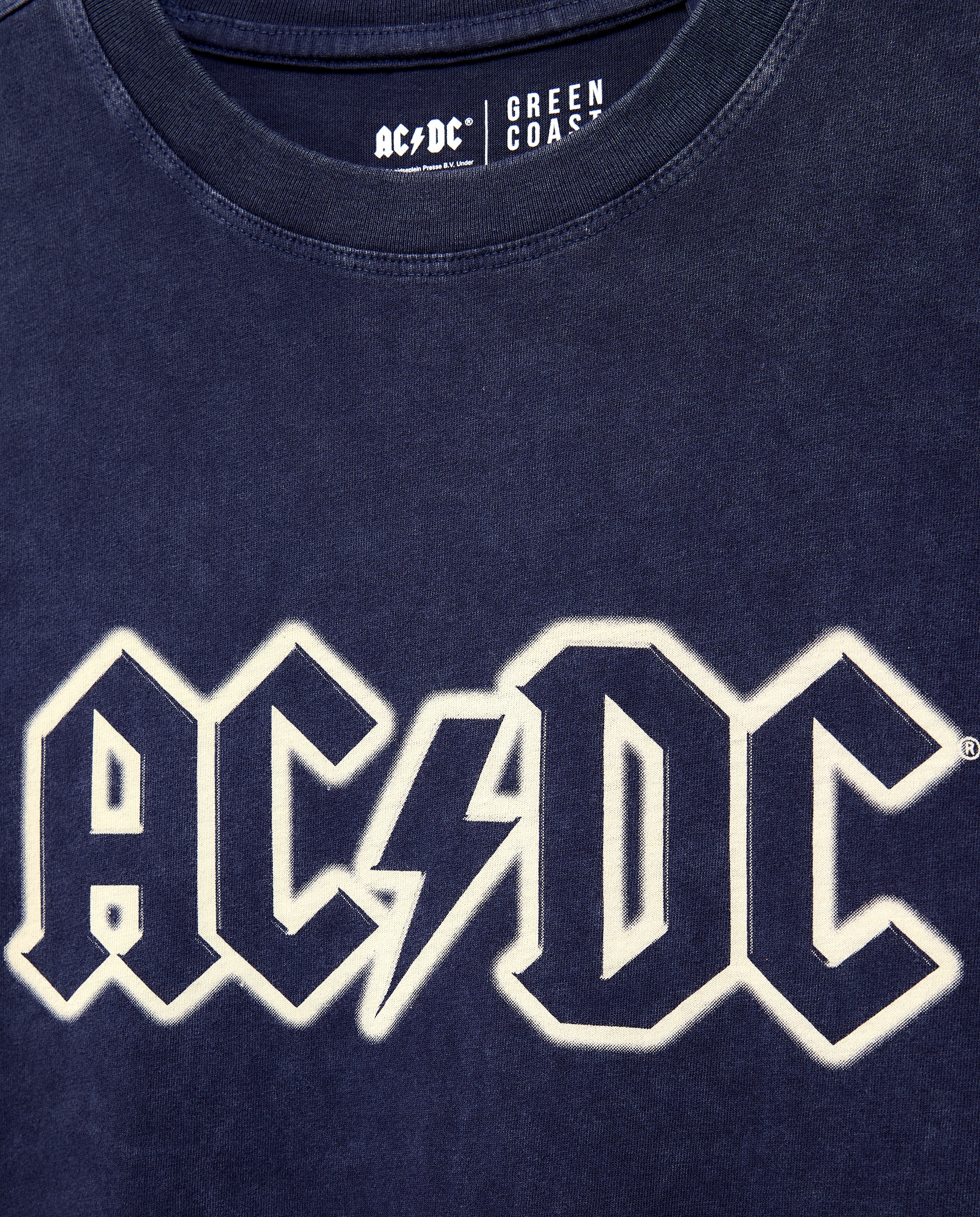 T-shirt de Manga Curta com Estampado de Música ACDC Azul-6