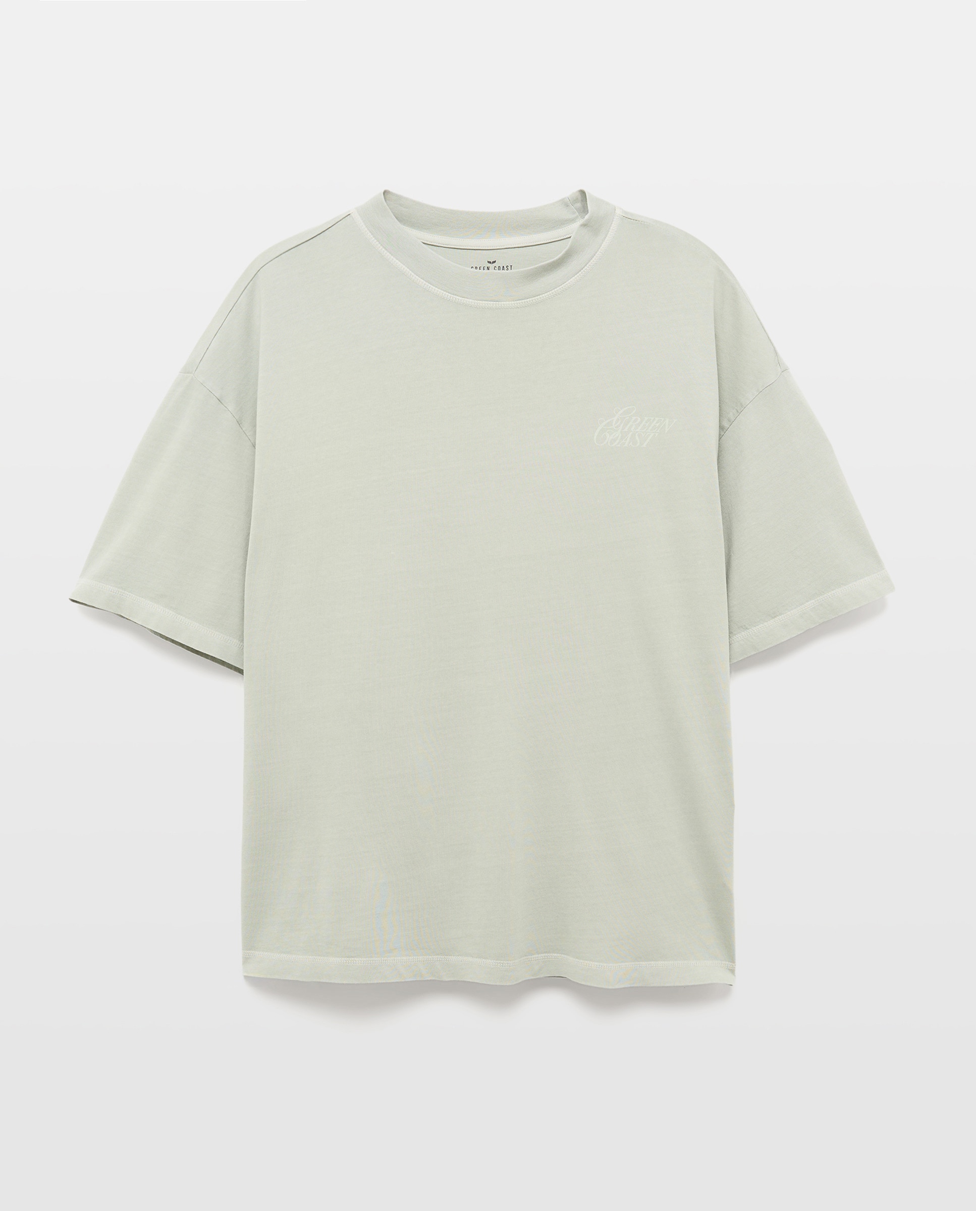 T-shirt de Manga Curta com Texto Posicional Boxy Verde-4