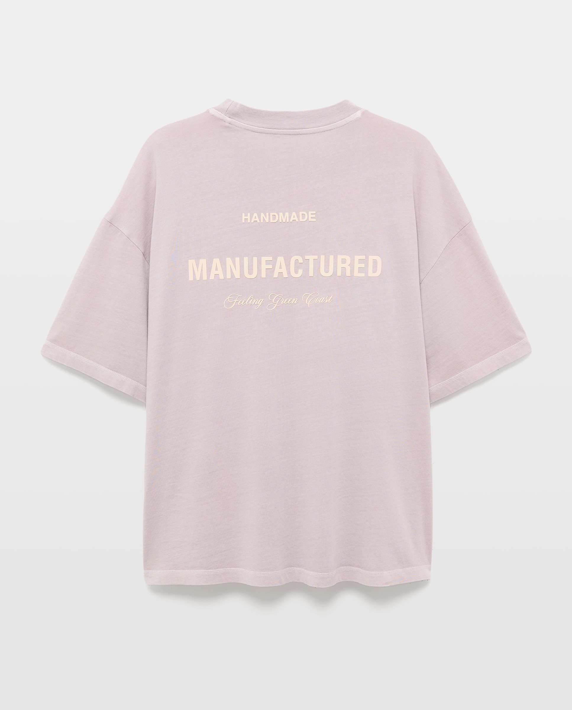 T-shirt de Manga Curta com Texto Posicional Boxy Rosa-6