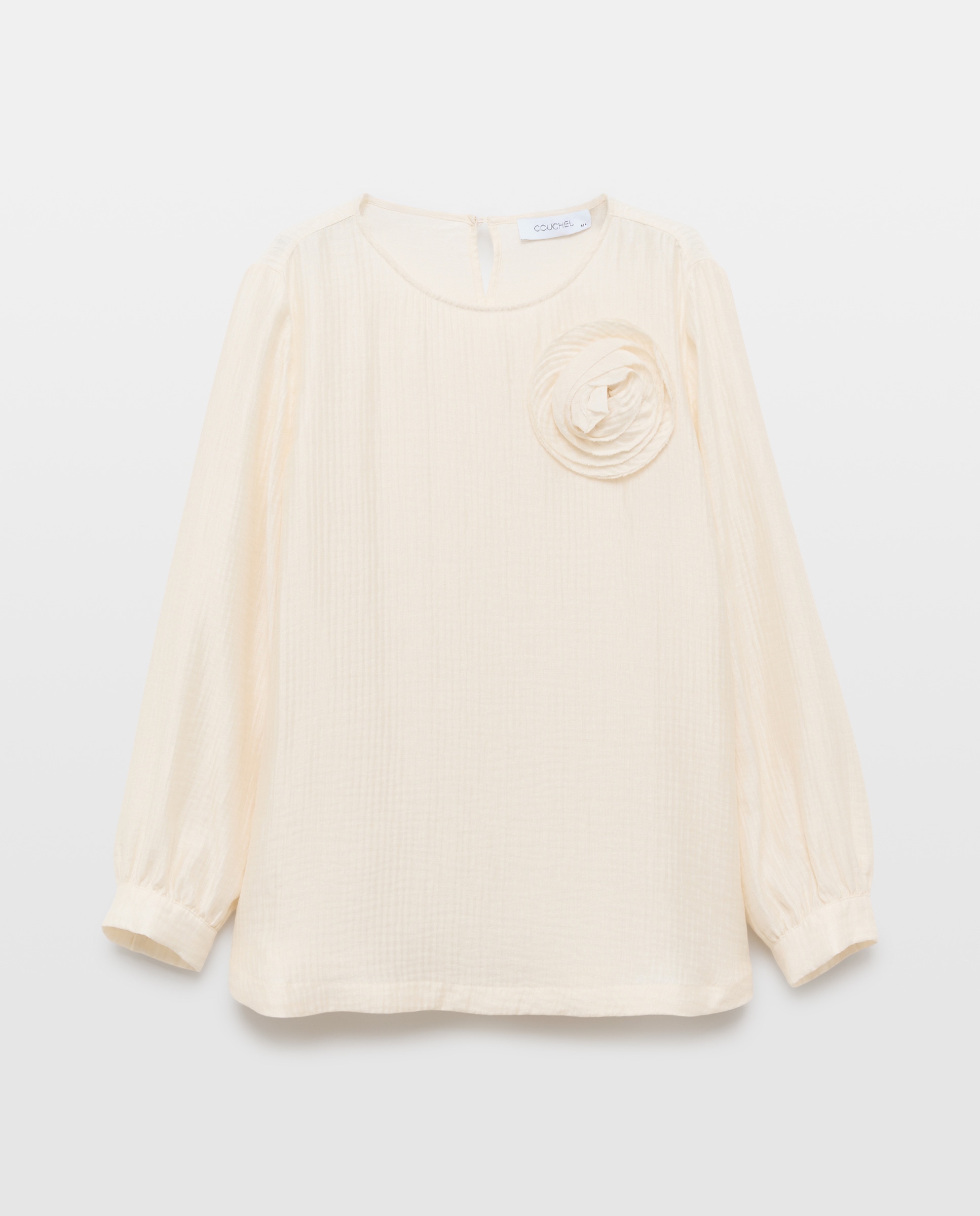 Camisa de Manga Comprida com Estampado Floral Branco-marfim-4