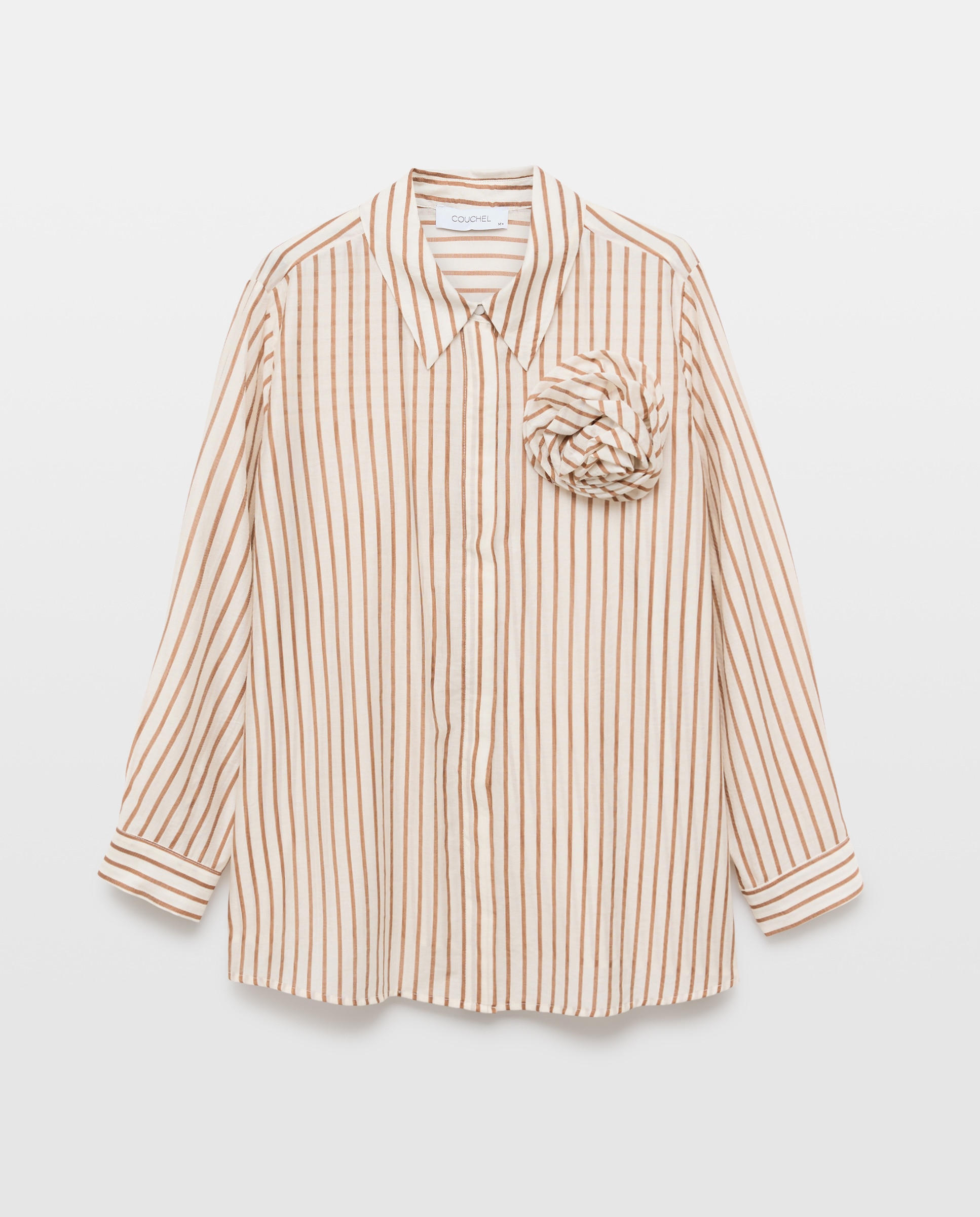 Camisa Estampada com Manga Comprida Castanho-1