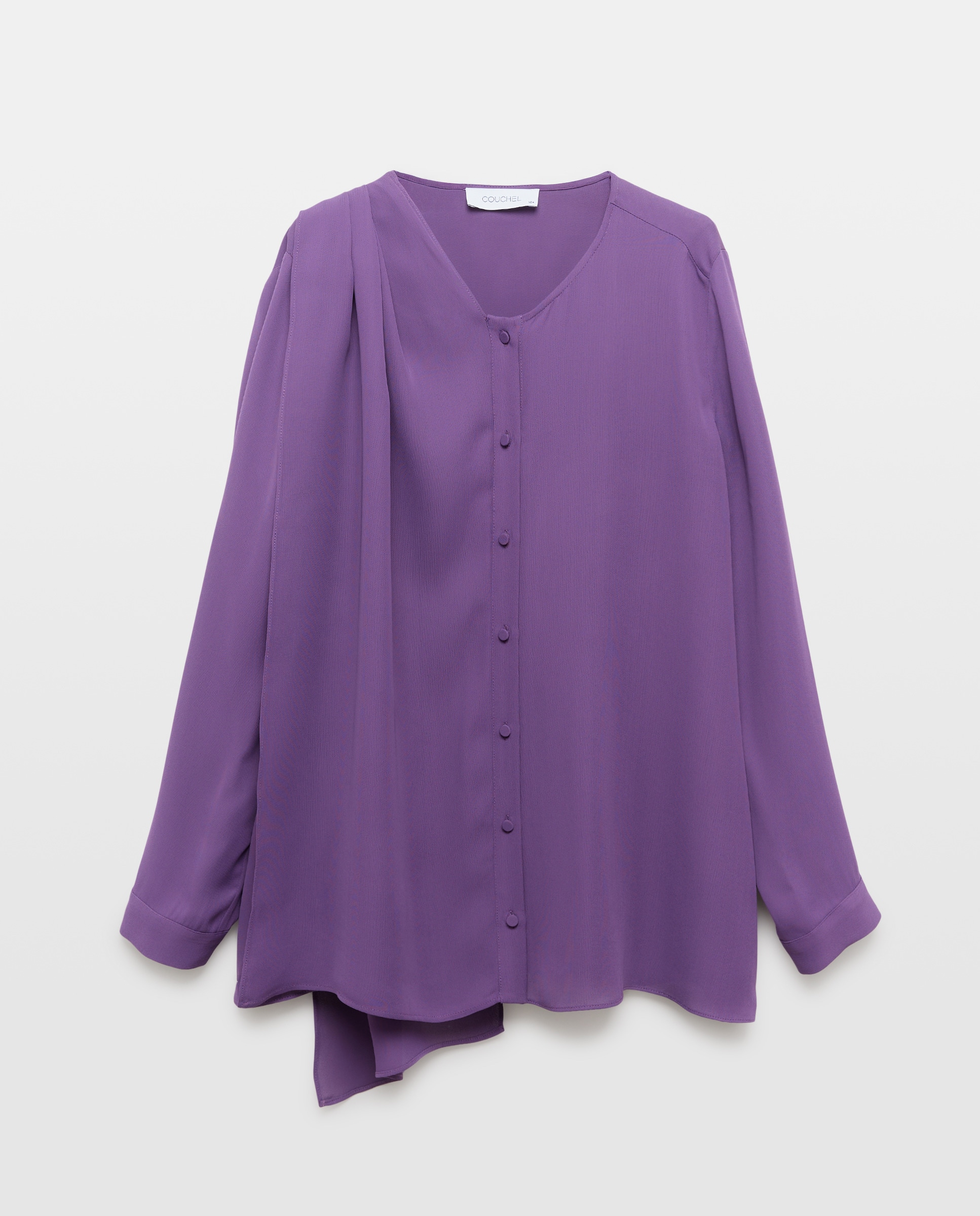 Camisa de Manga Comprida com Folho à Frente Roxo-5