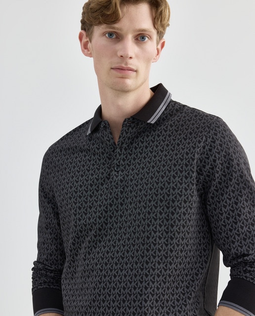 Imagen 0 de Polo de hombre manga larga algodón con estampado logotipos