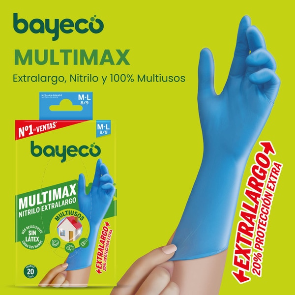 Multimax extra-long nitrile gloves size M-L case 20 units