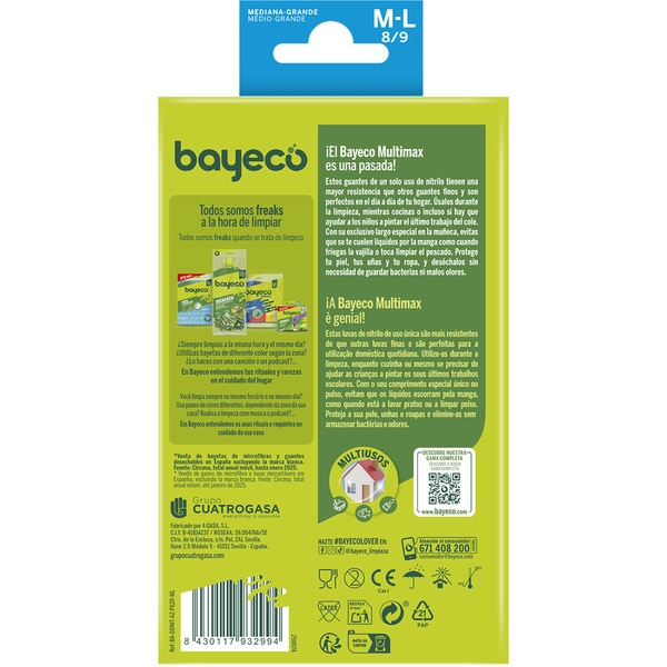 Multimax extra-long nitrile gloves size M-L case 20 units