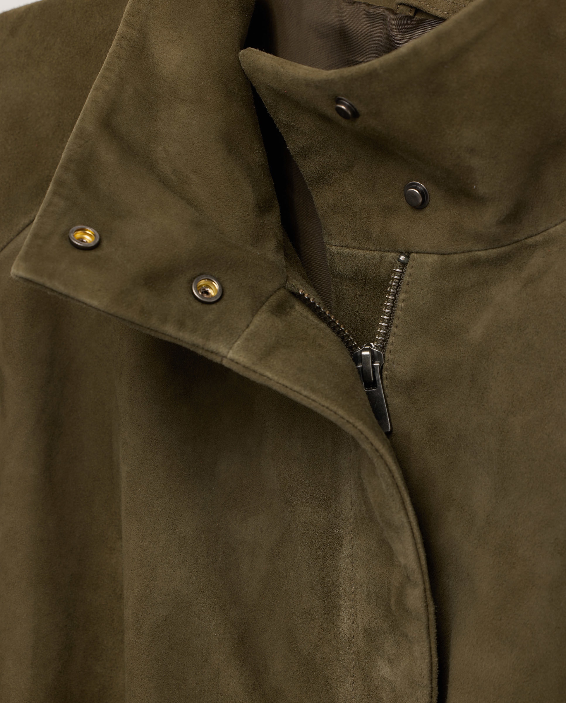 Blusão Bomber de Camurça com Manga em Balão 520 Caqui-6