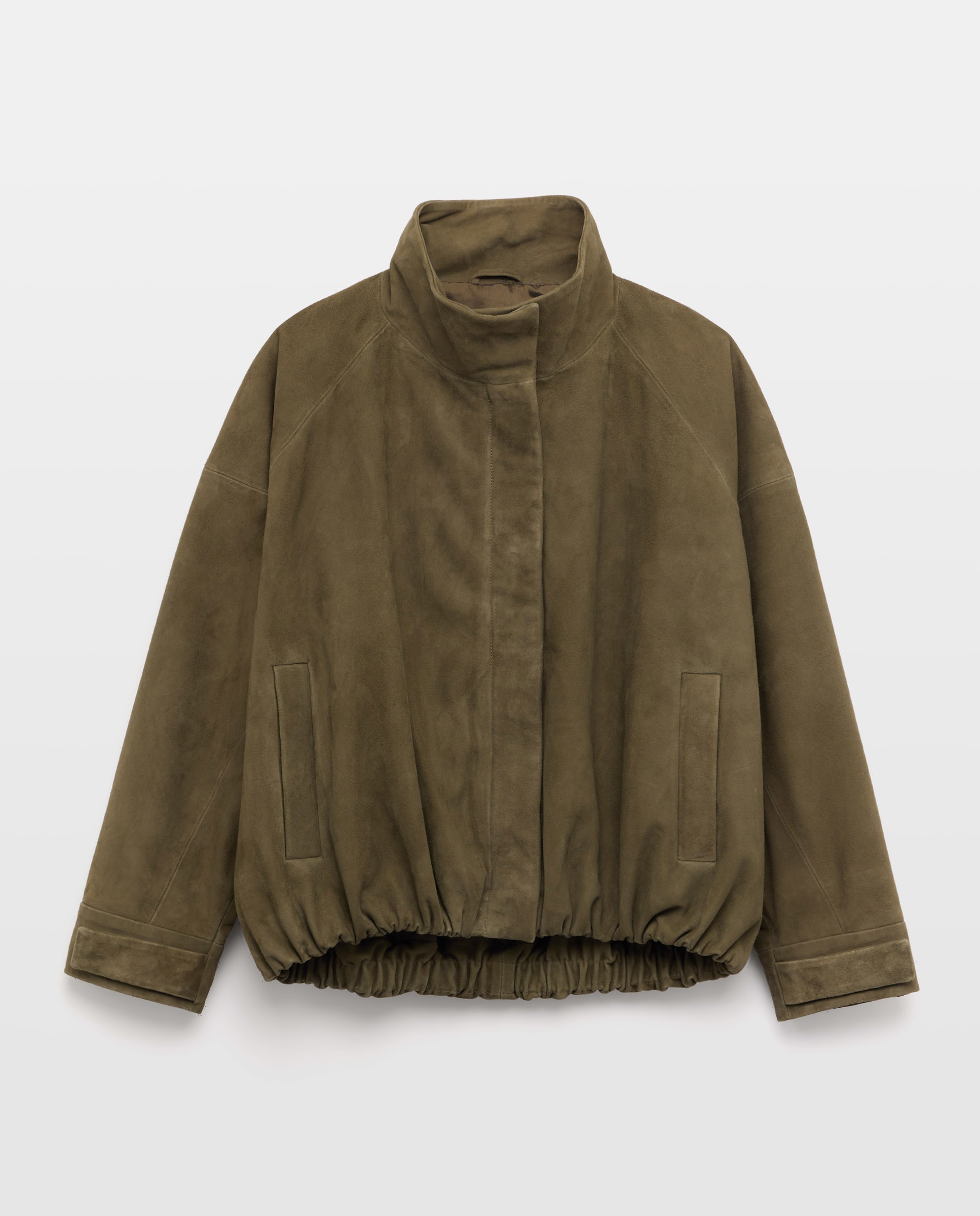 Blusão Bomber de Camurça com Manga em Balão 520 Caqui-5