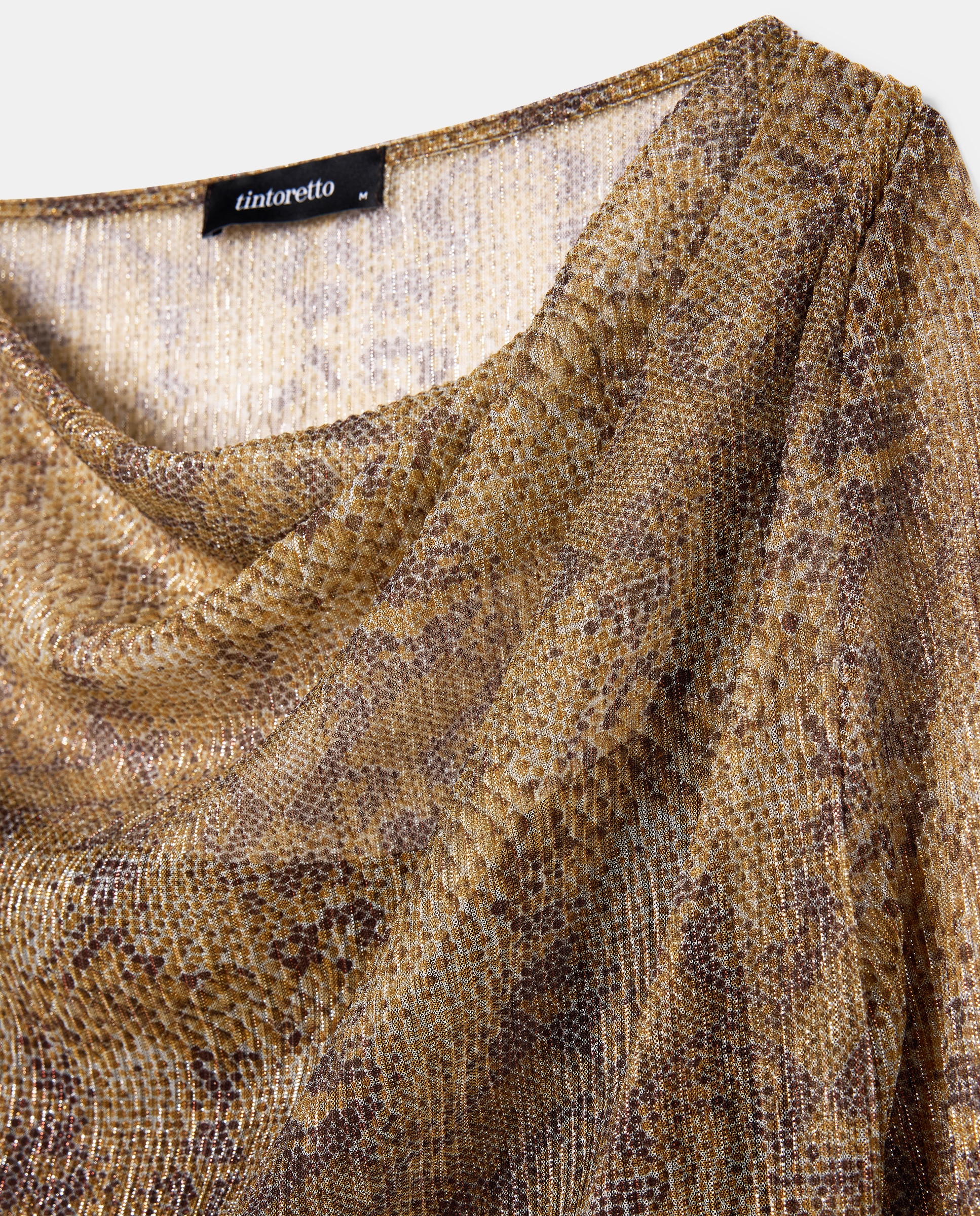 Camisola de Manga Comprida com Animal Print de Serpente Castanho-6