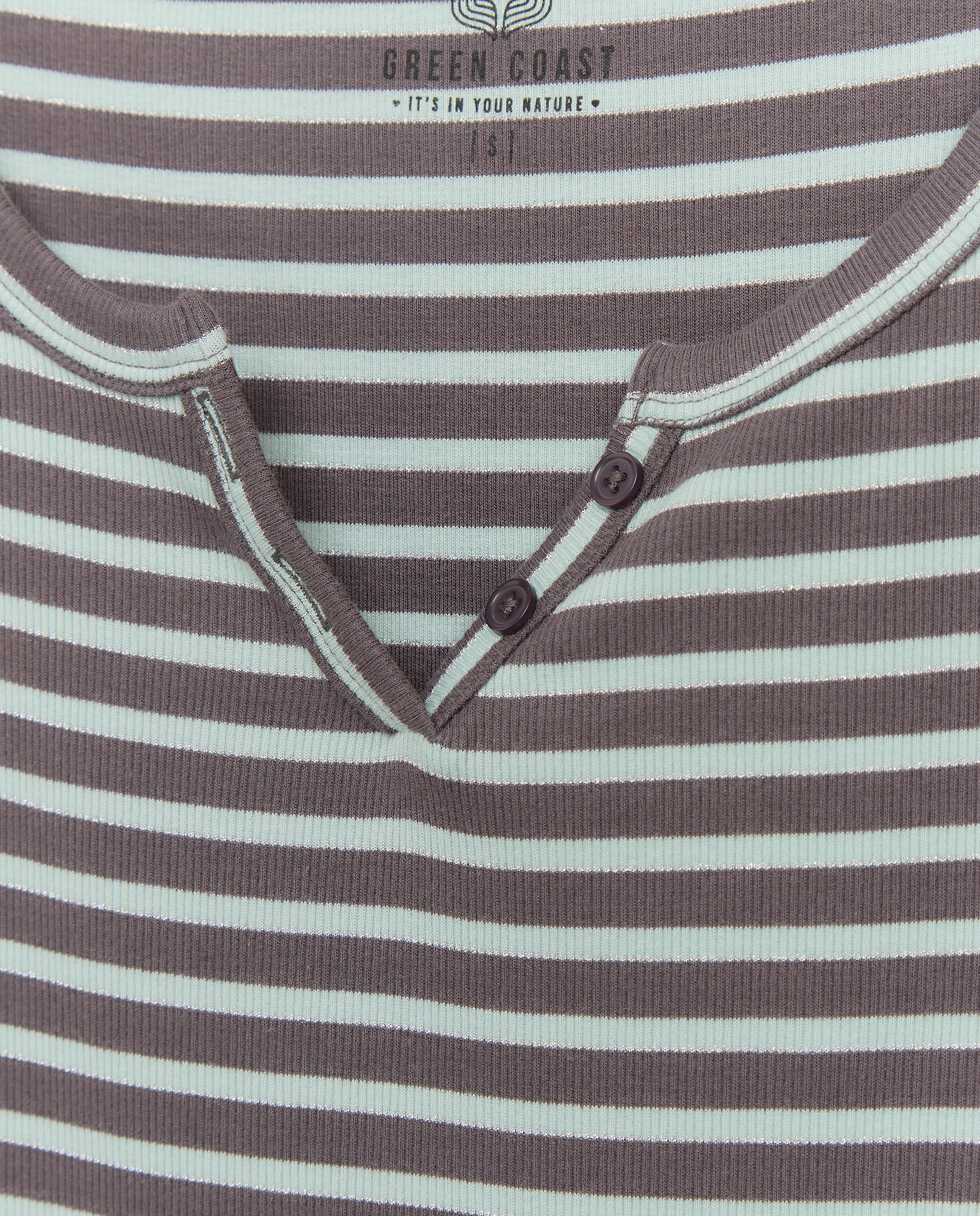 Vestido de Manga Comprida e Decote em Bico às Riscas Caneladas de Fio Metalizado Verde-6