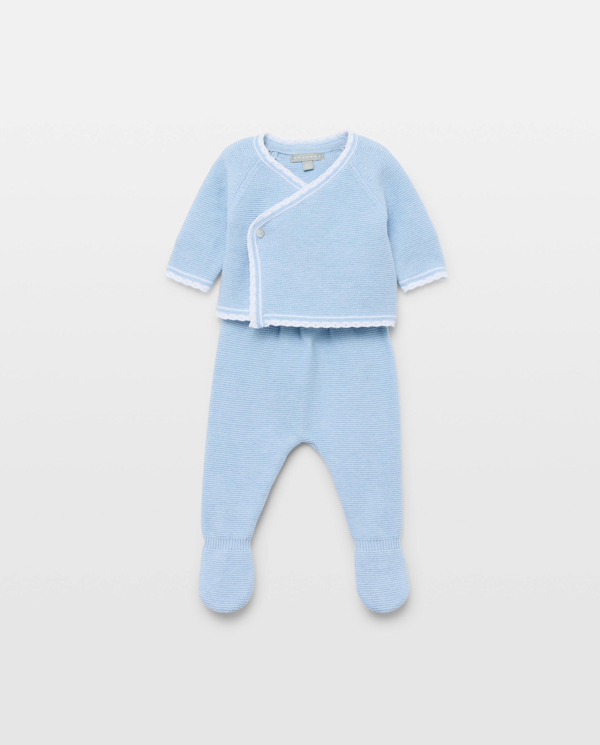Conjunto Cruzado de 2 Peças de Tricot de Bebé com Manga Comprida e Botão Coconut El Corte Inglés 400 Azul-1