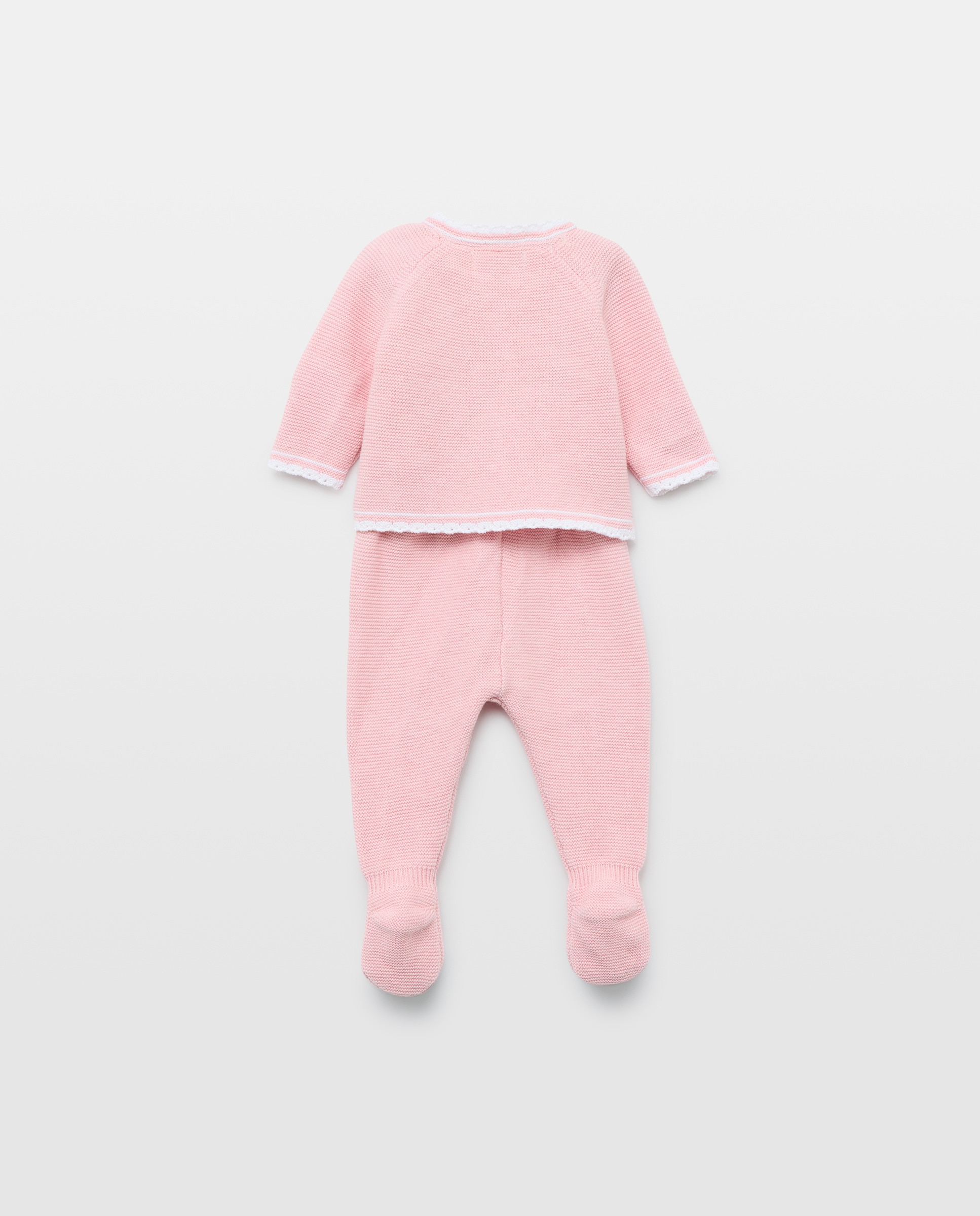 Conjunto Cruzado de 2 Peças de Tricot de Bebé com Manga Comprida, Laço e Folho na Parte Inferior Coconut El Corte Inglés 200 Rosa-2