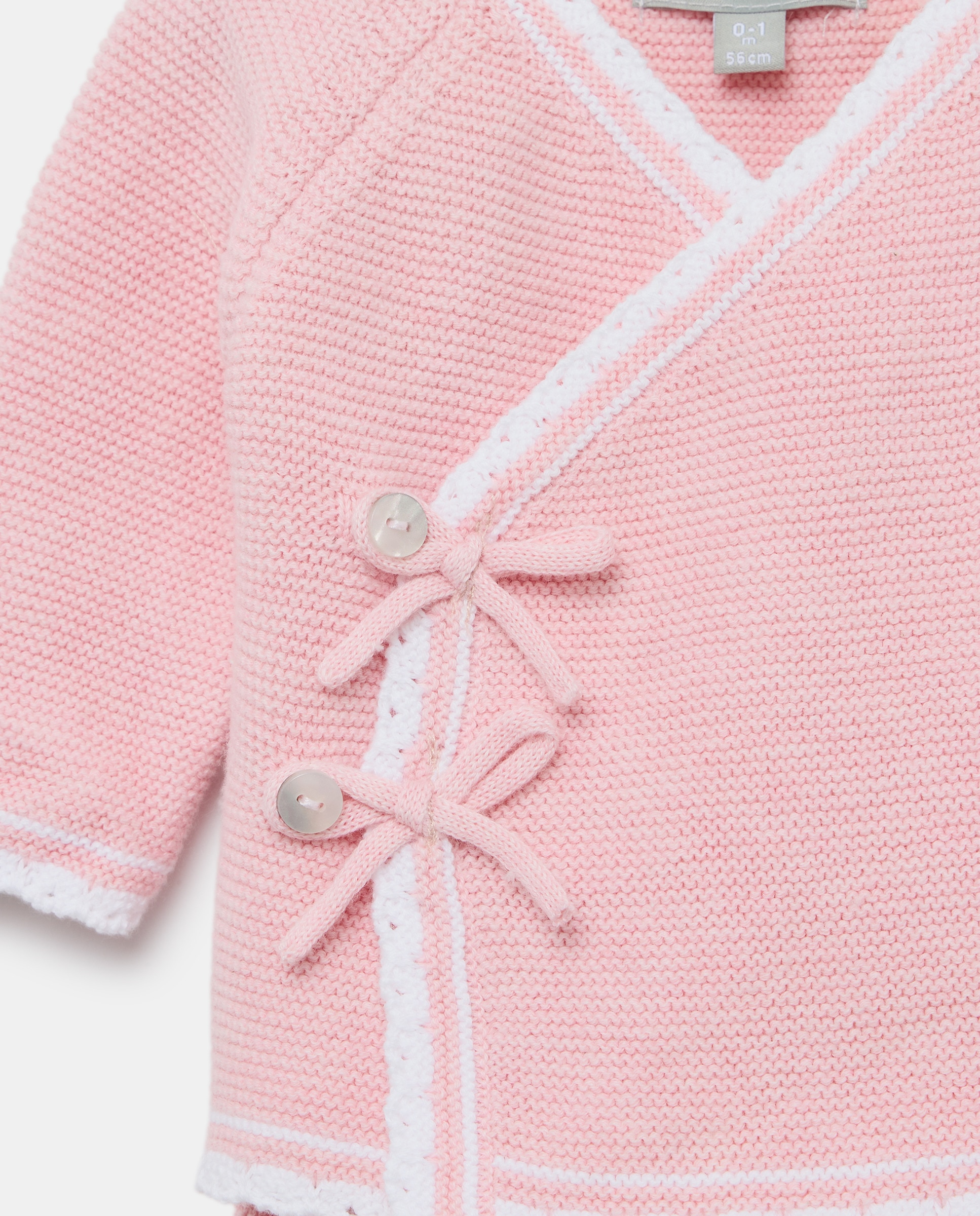 Conjunto Cruzado de 2 Peças de Tricot de Bebé com Manga Comprida, Laço e Folho na Parte Inferior Coconut El Corte Inglés 200 Rosa-4