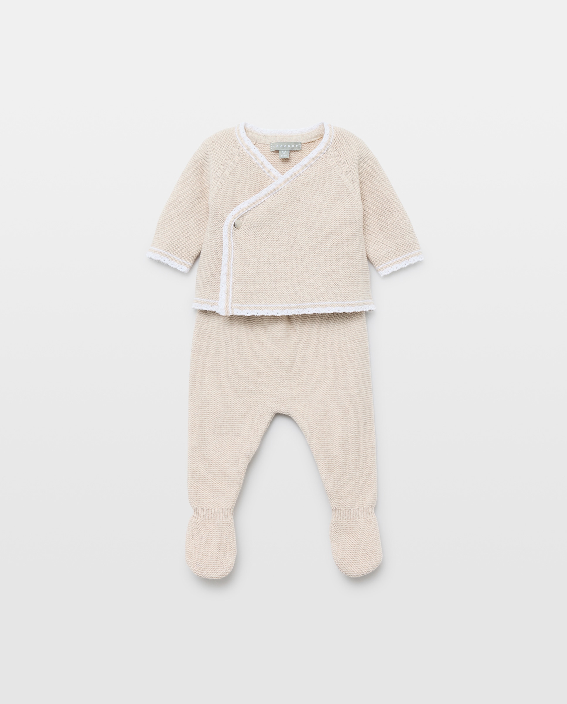 Conjunto Cruzado de 2 Peças de Tricot de Bebé com Manga Comprida e Botão Coconut El Corte Inglés Torrado-1