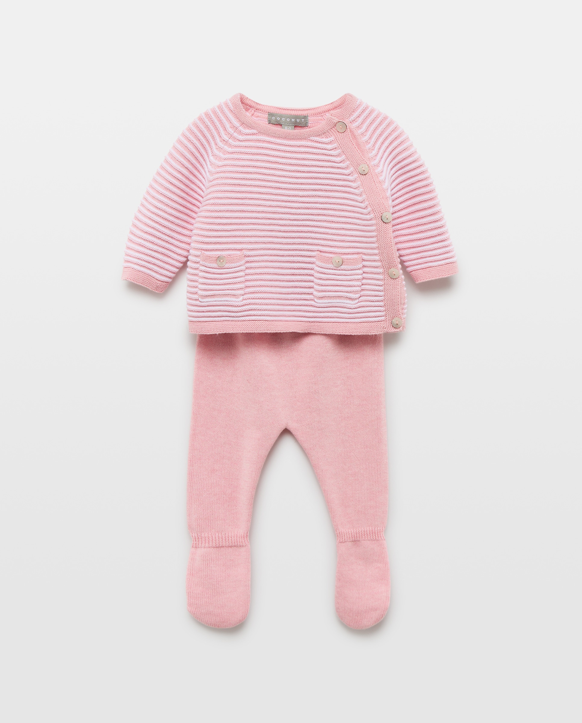 Conjunto de 2 piezas tricot con bolsillos arriba de bebé - Coconut El Corte Inglés - Rosa Rosa-1