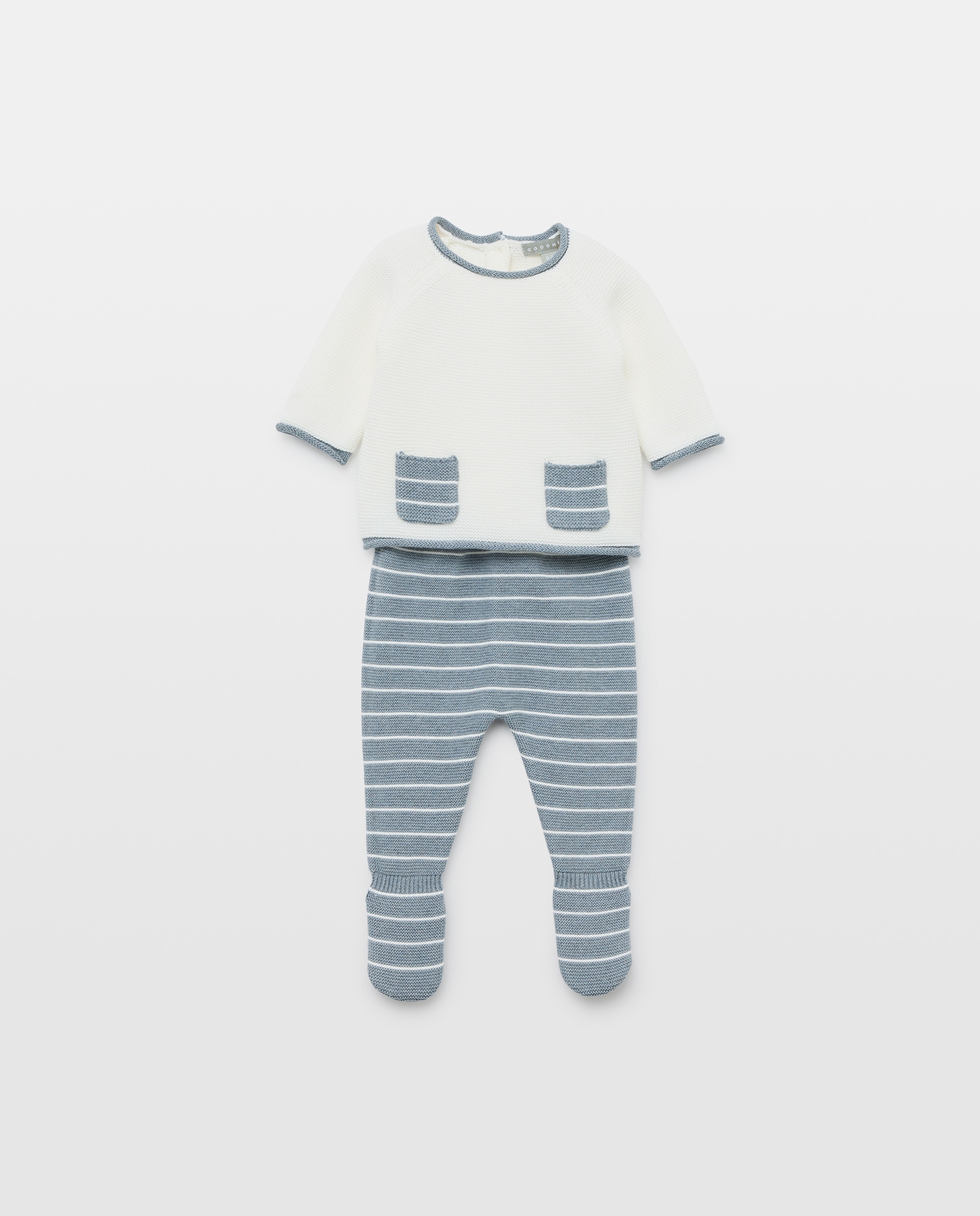 Imagem 0 de Conjunto de 2 Peças de Tricot Liso de Bebé com Manga Comprida e Dois Bolsos