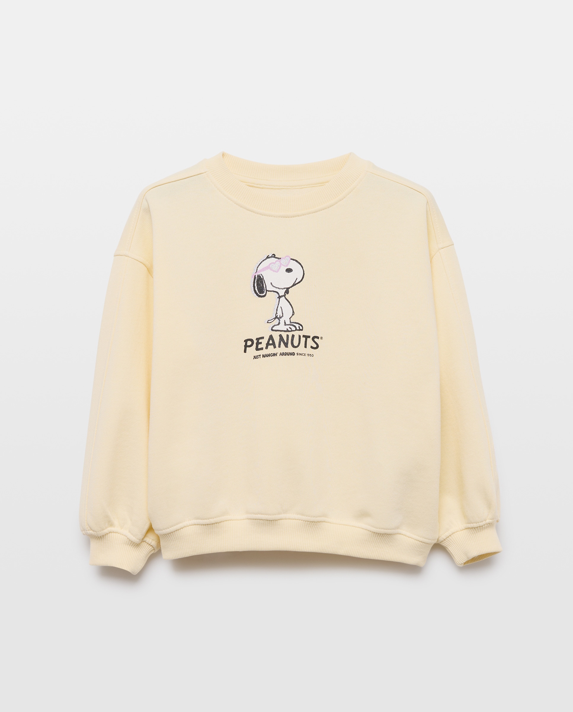 Sweatshirt de Decote Redondo com Estampado Posicional Snoopy com Óculos de Foil Kids El Corte Inglés 150 Baunilha-4