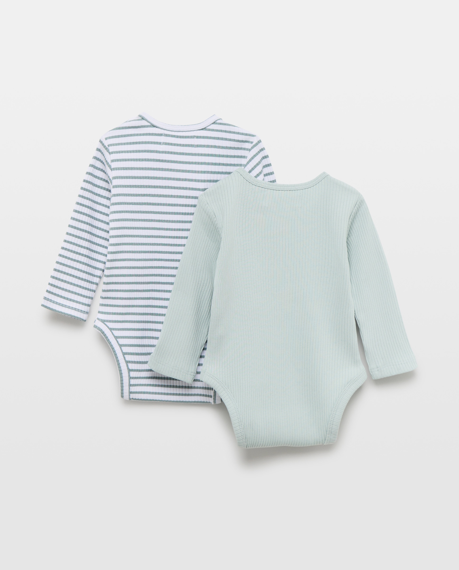 Pack de Bodies de Bebé com Manga Comprida Canelada Baby El Corte Inglés 410 Azul Claro-2