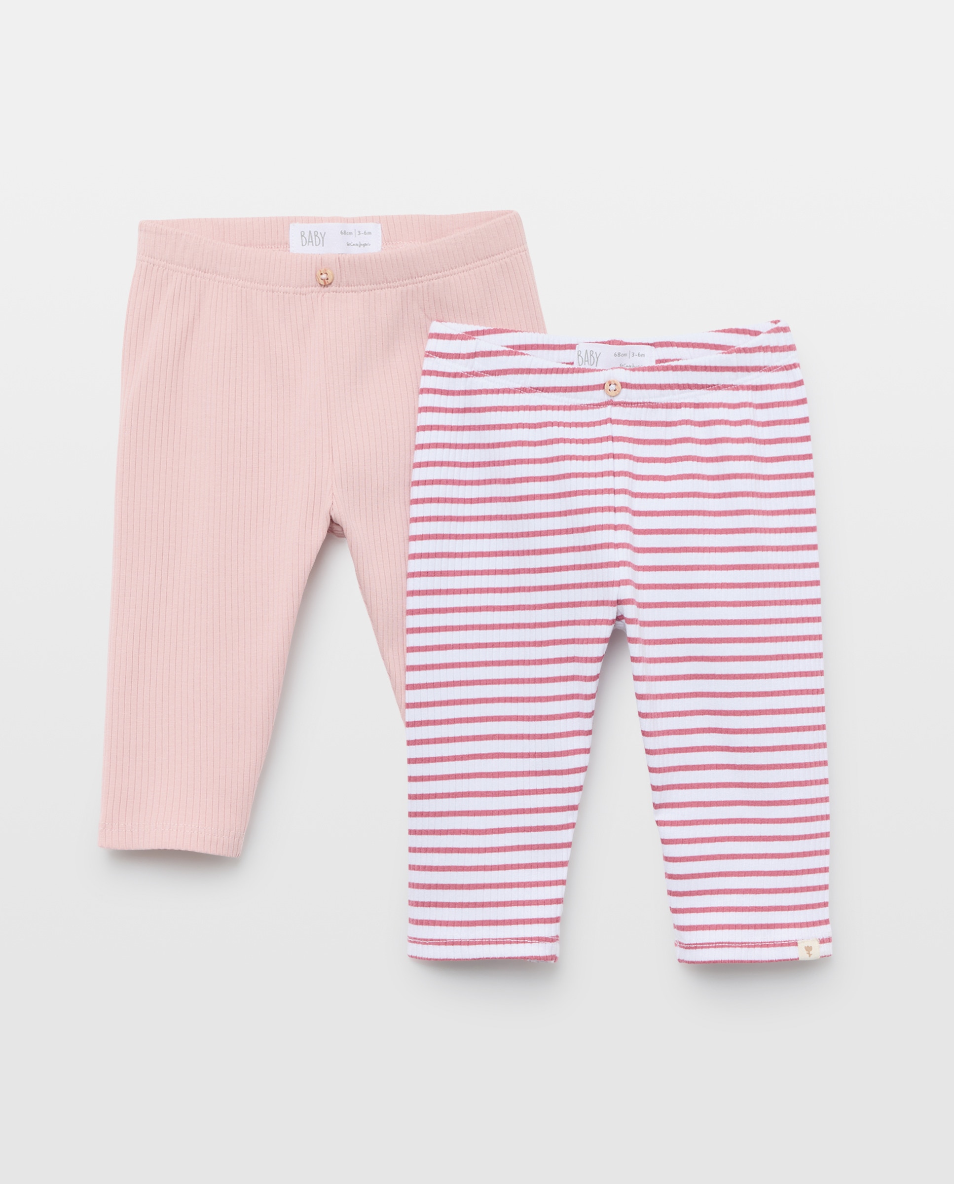 Pack de Leggings Lisas de Bebé Baby El Corte Inglés 230 Rosa Escuro-1