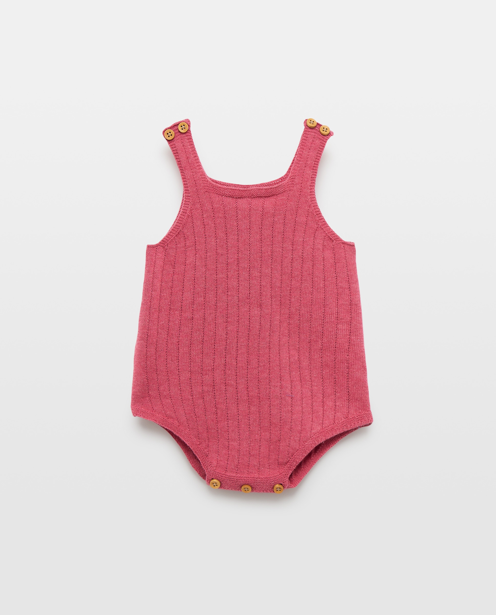 Jardineiras Tipo Calções de Tricot de Bebé 230 Rosa Escuro-1