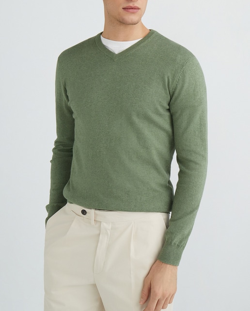 Imagen 0 de Jersey de algodón de cuello pico de hombre.