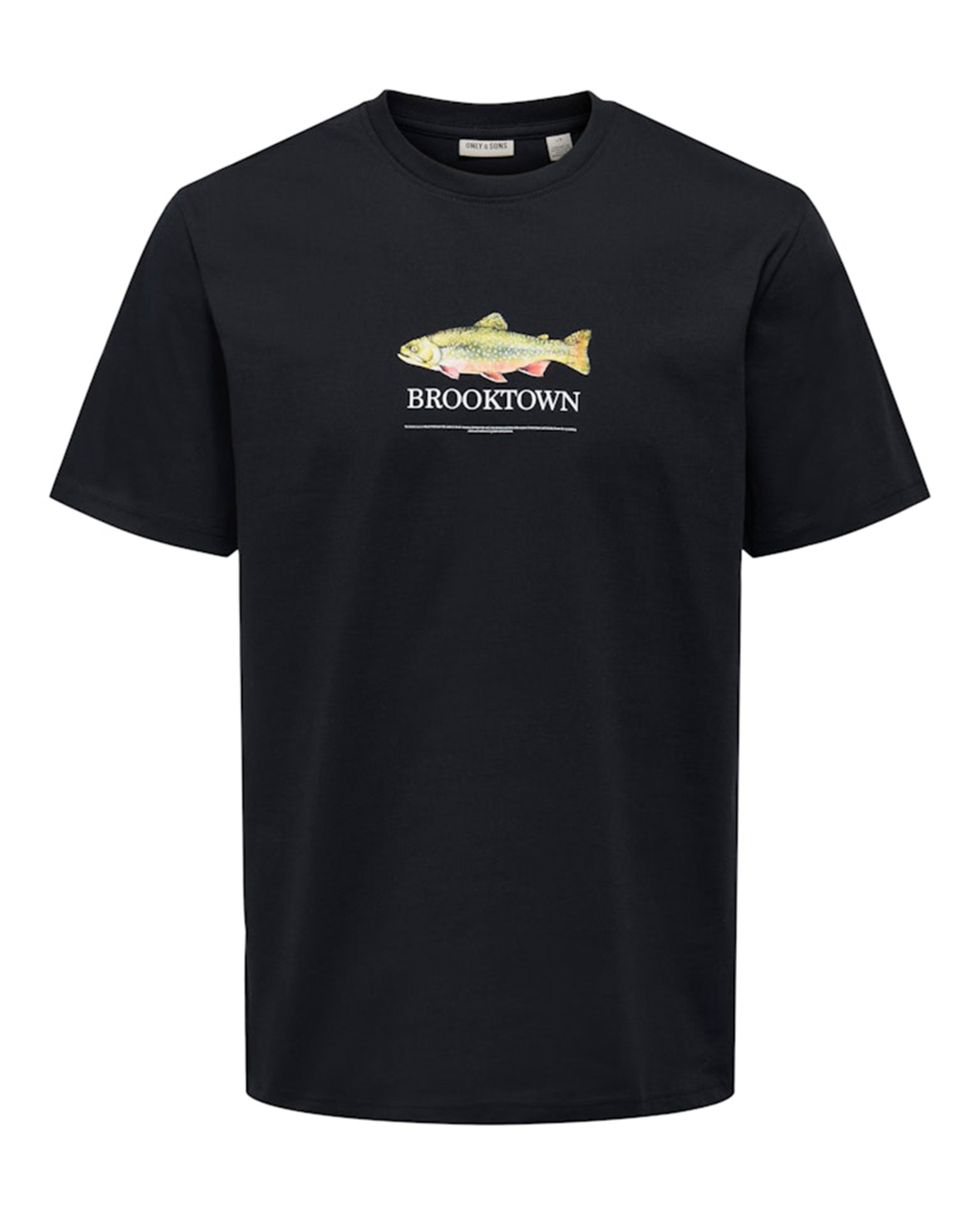 T-shirt Regular Fit com Manga Curta Preto-1
