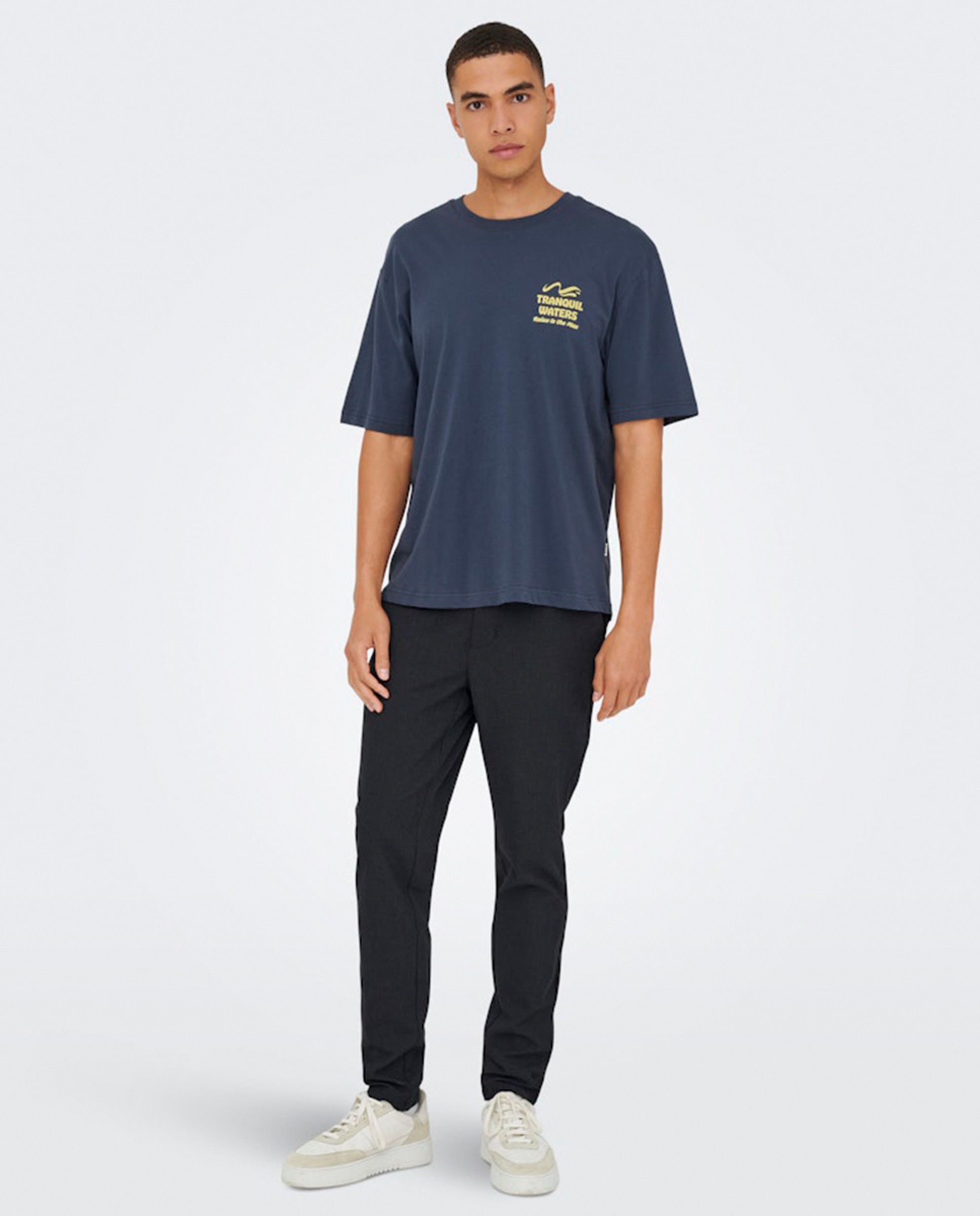 T-shirt Relaxed Fit com Manga Curta Azul-7