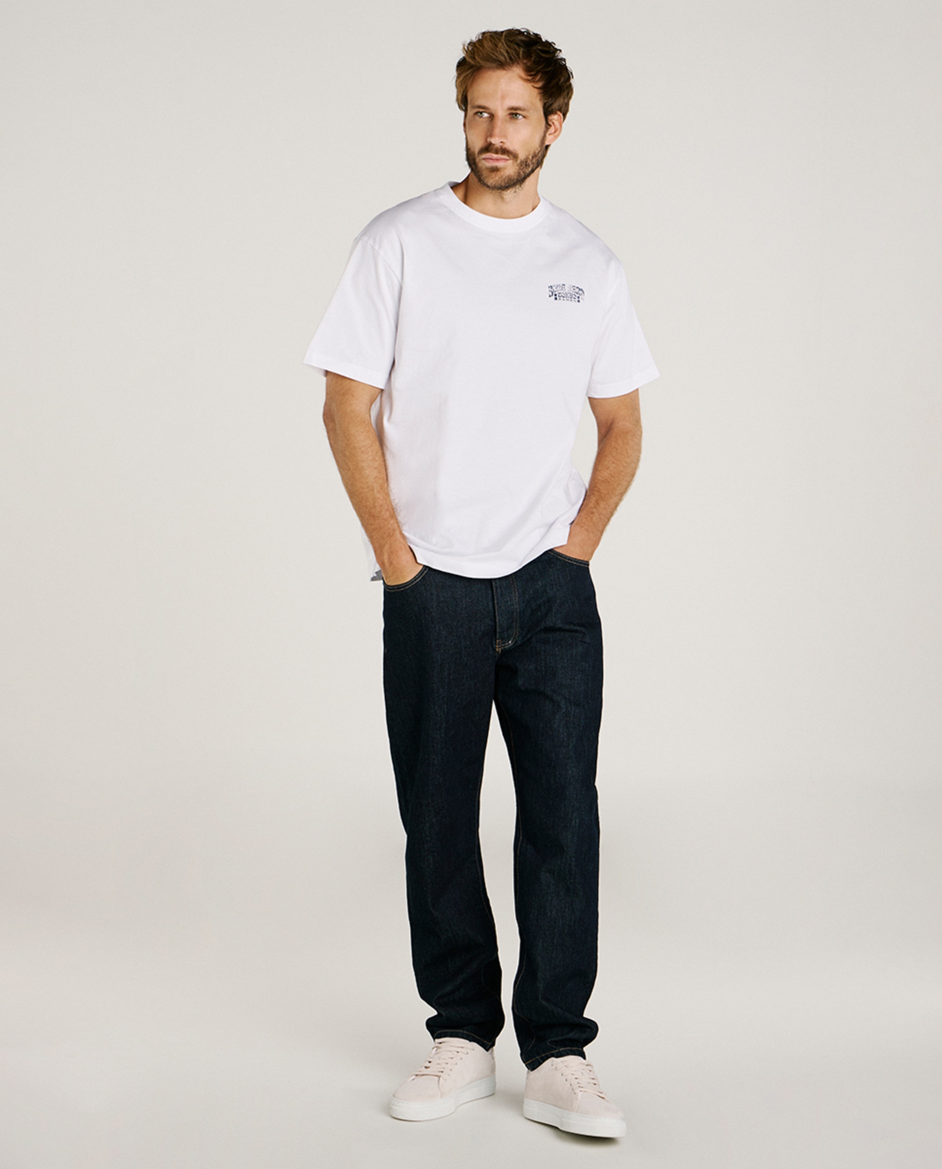 T-shirt Relaxed Fit com Manga Curta Branco-6