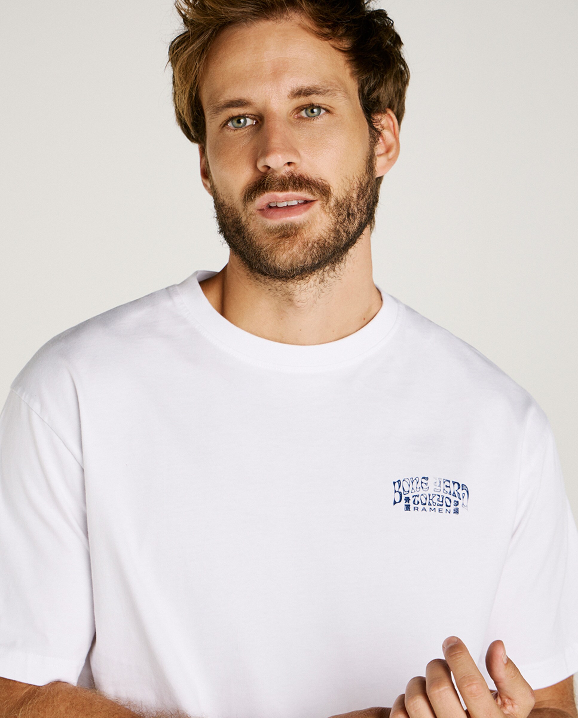 T-shirt Relaxed Fit com Manga Curta Branco-3