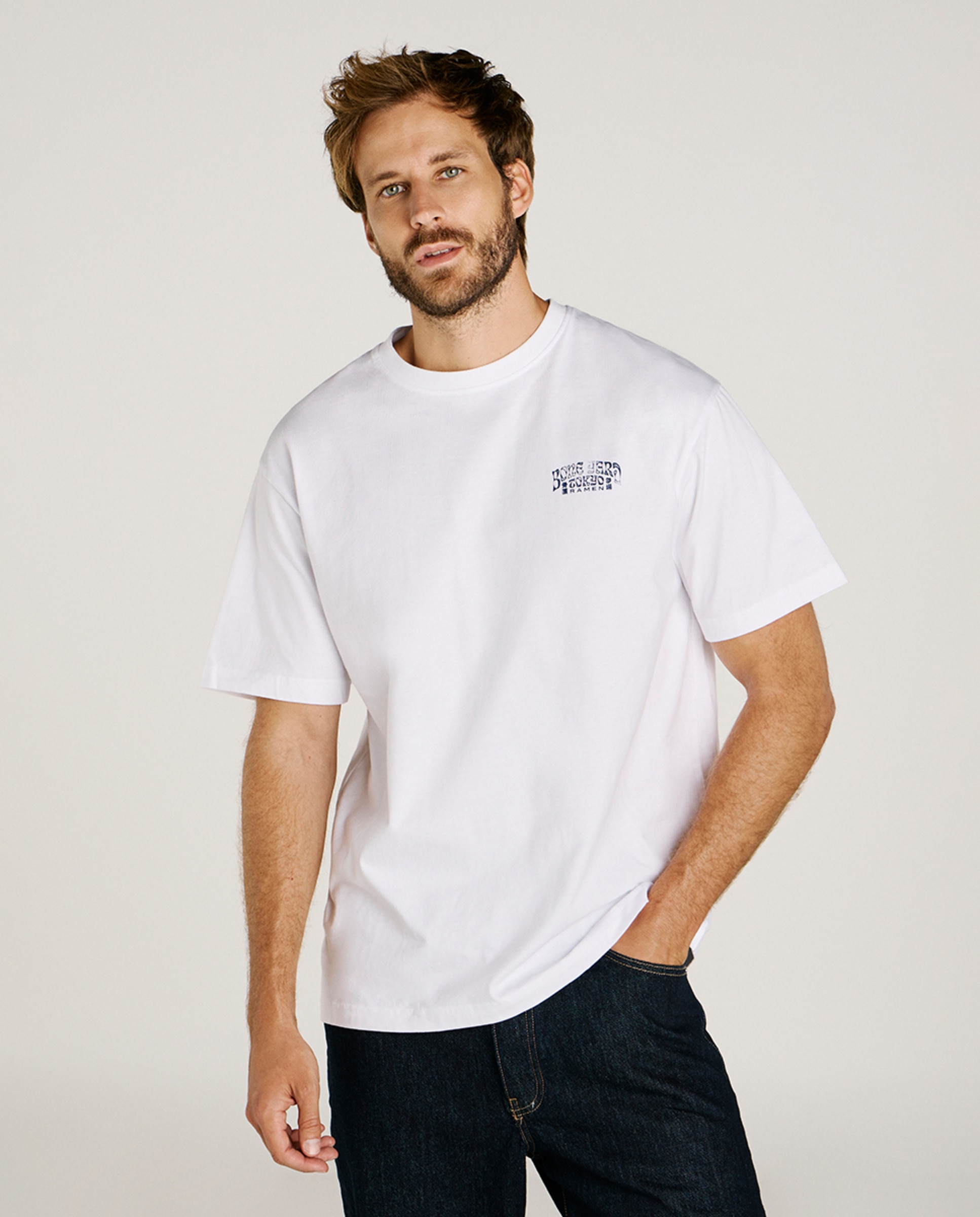T-shirt Relaxed Fit com Manga Curta Branco-1