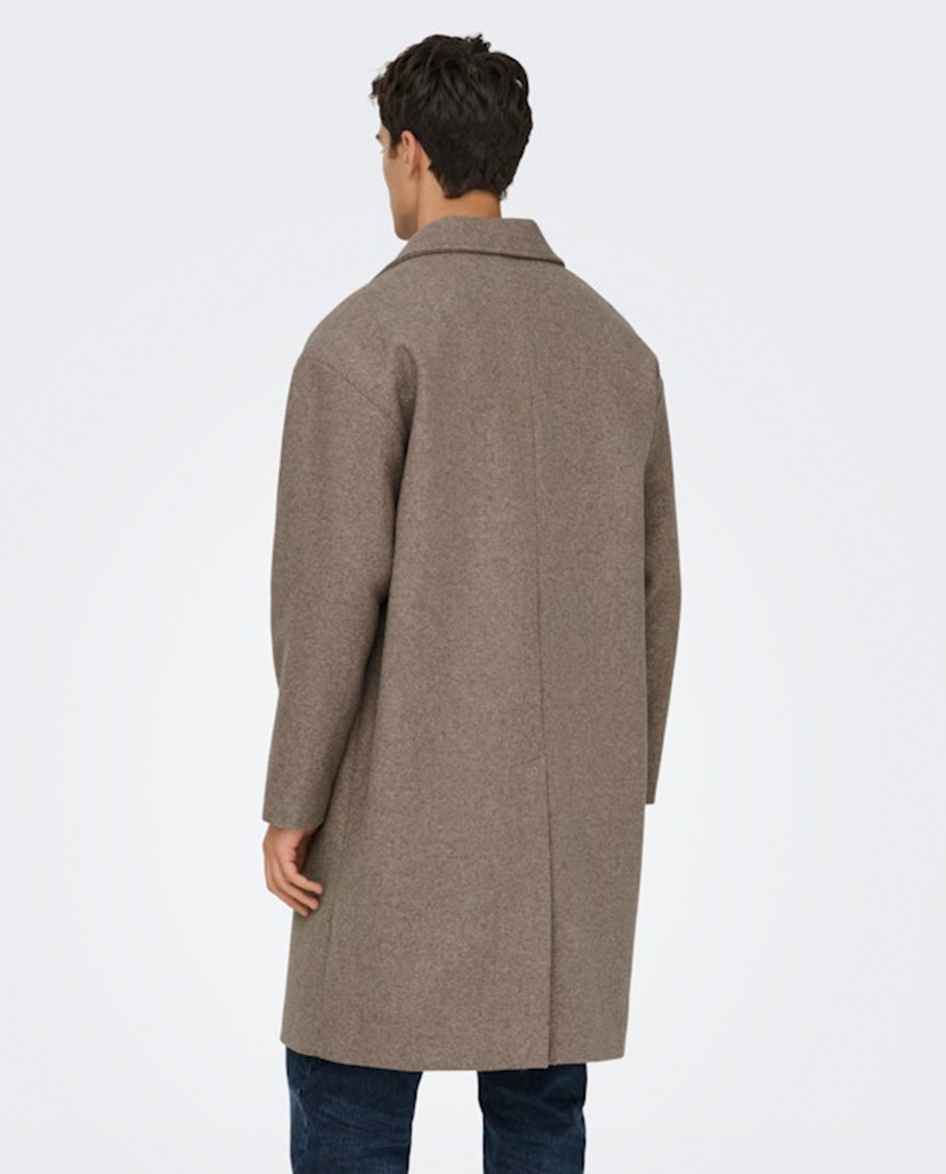 Sobretudo de Pano Oversize Fit Castanho-escuro-2
