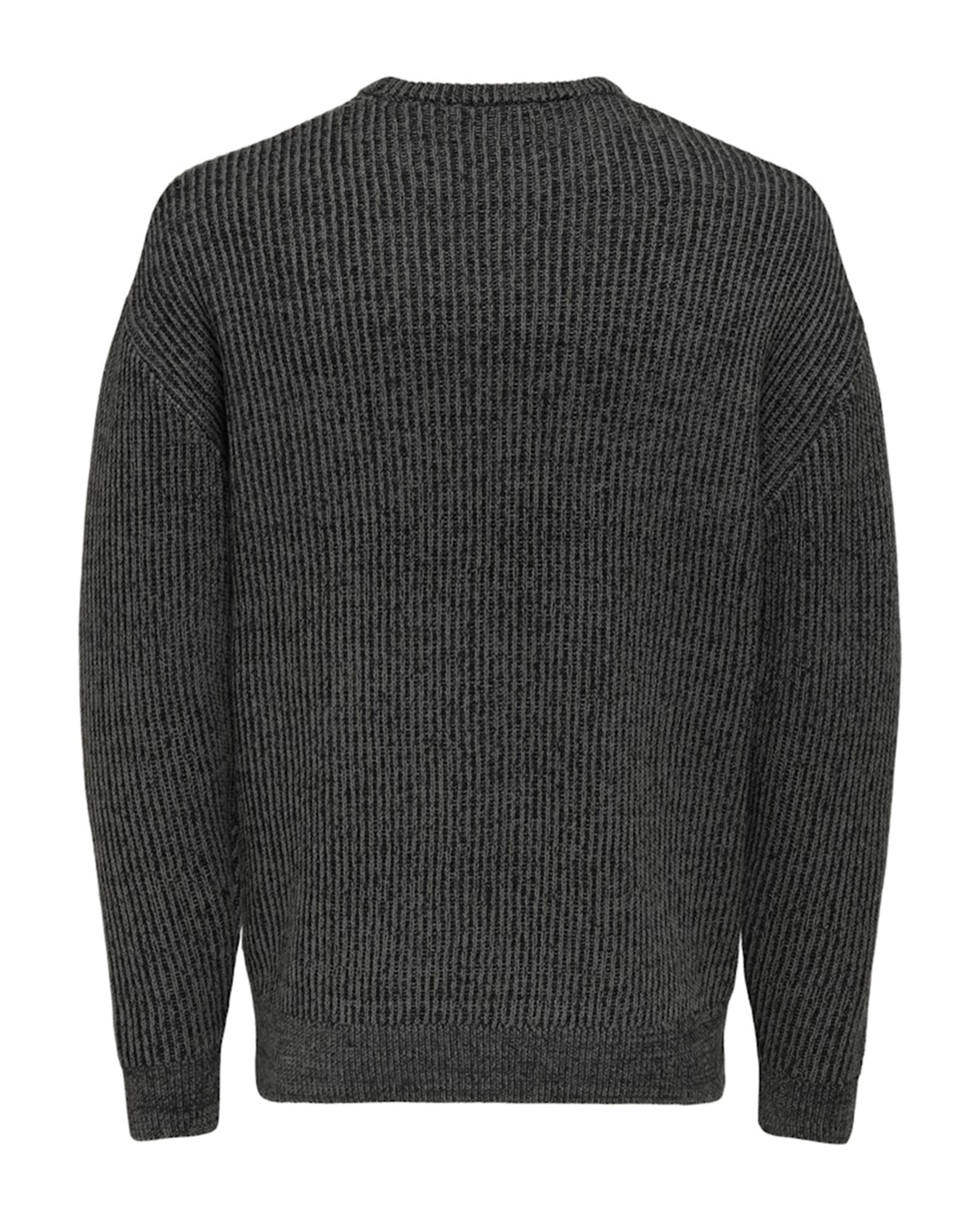 Camisola de Malha Relaxed Fit com Gola Redonda Preto-6