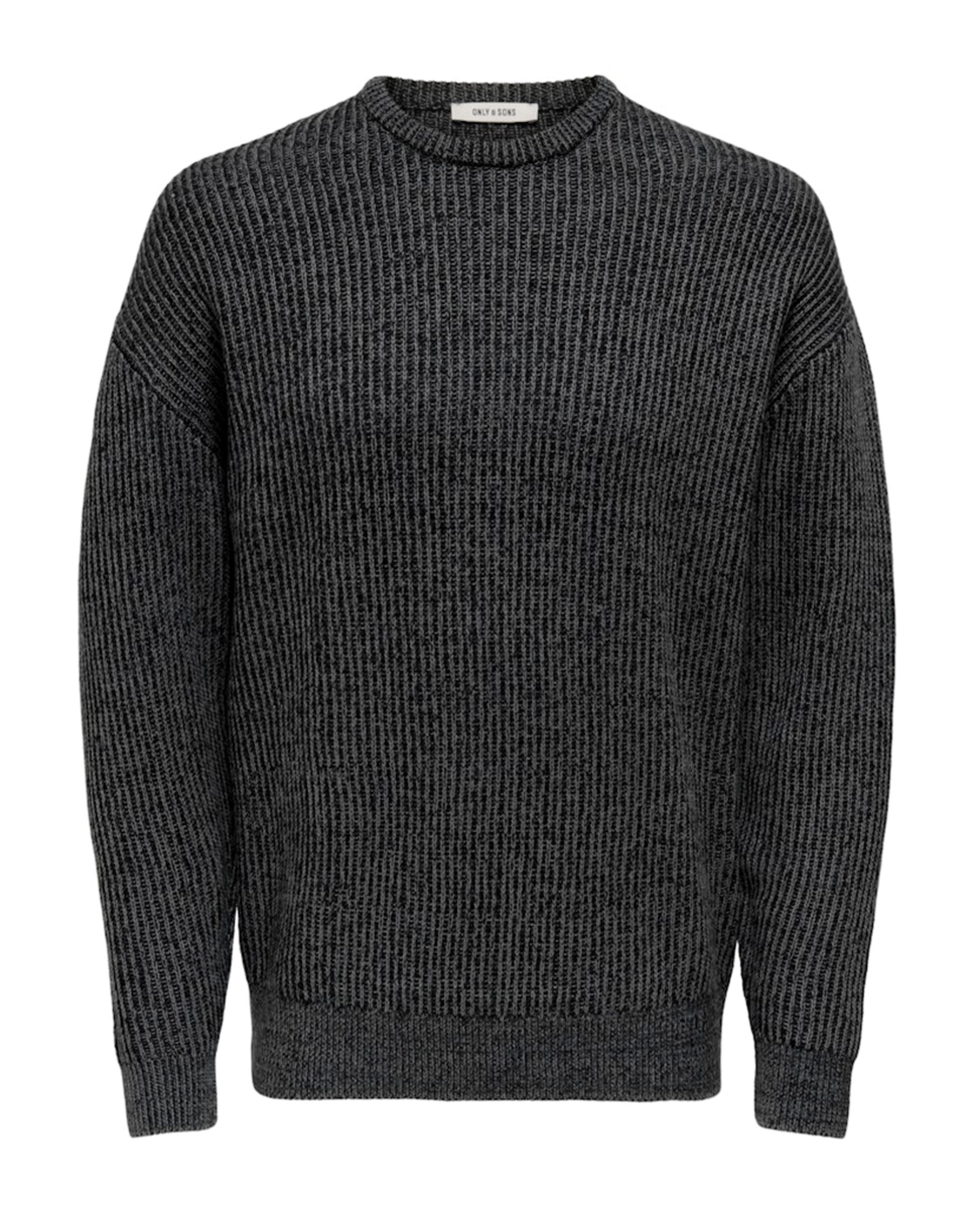 Camisola de Malha Relaxed Fit com Gola Redonda Preto-5