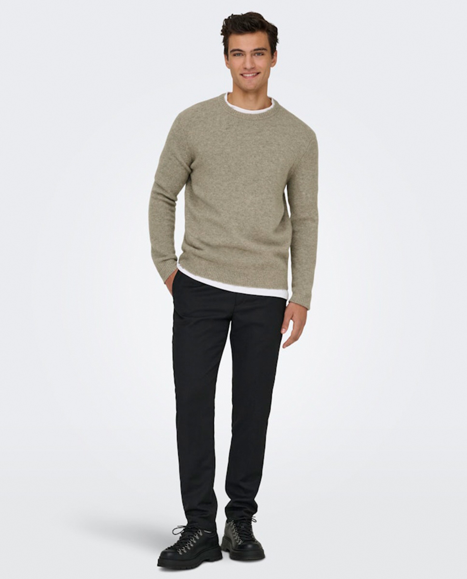 Camisola de Malha Regular Fit Bege-7