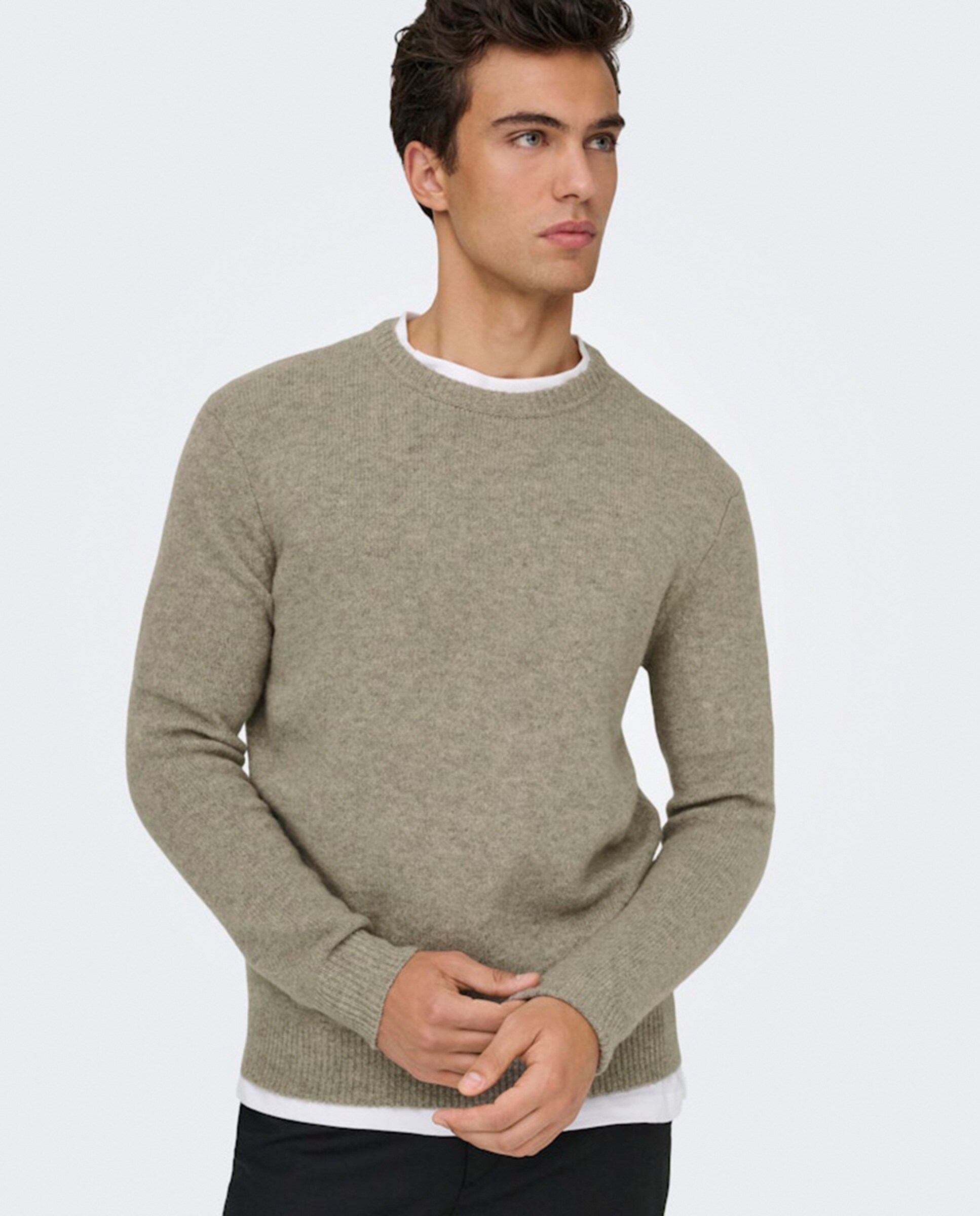 Camisola de Malha Regular Fit Bege-4