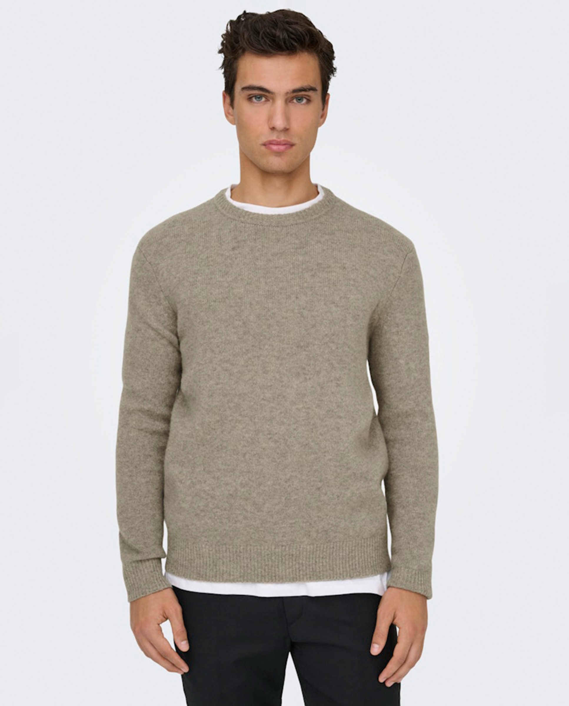 Camisola de Malha Regular Fit Bege-1