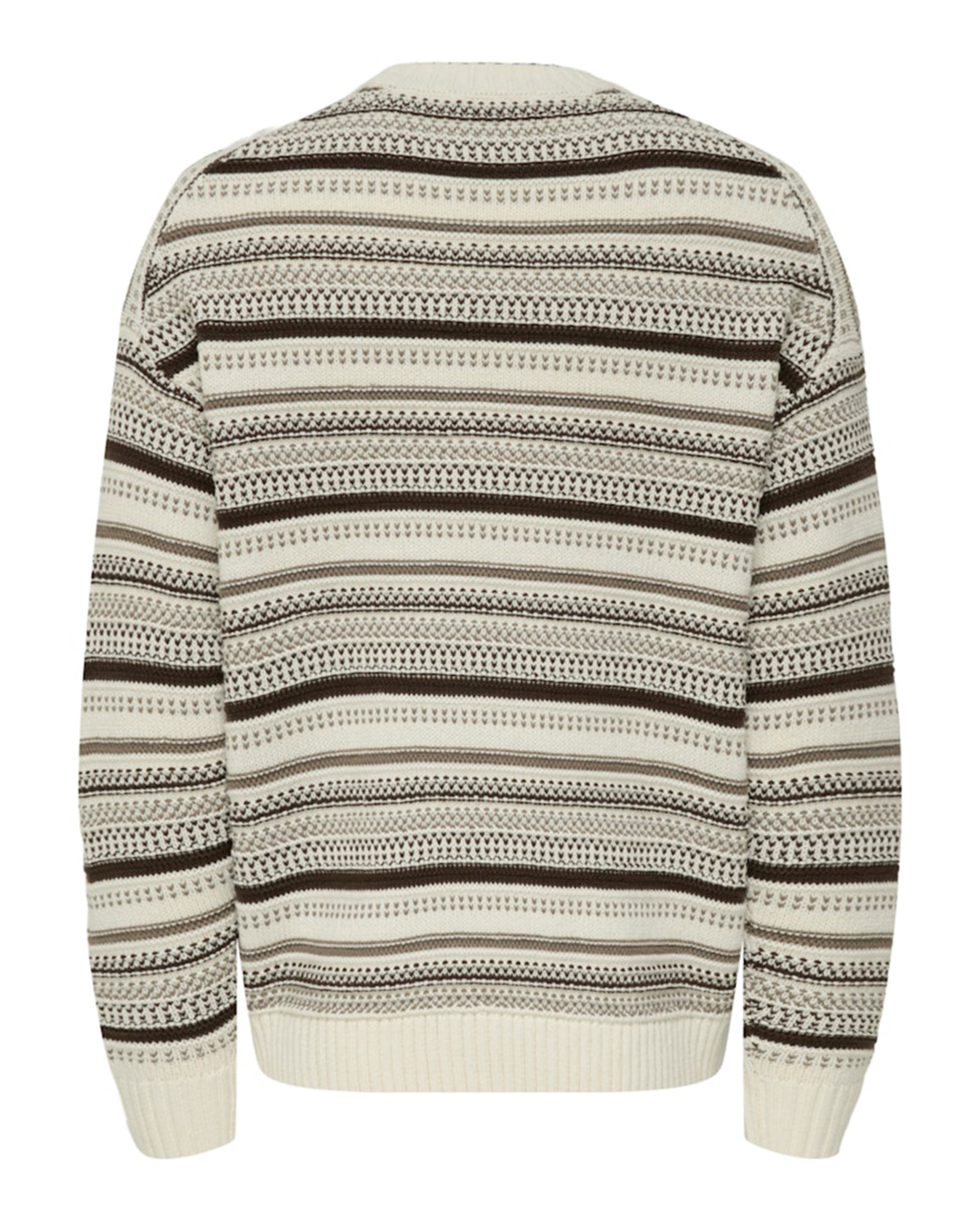 Camisola de Malha às Riscas Relaxed Fit Creme-6