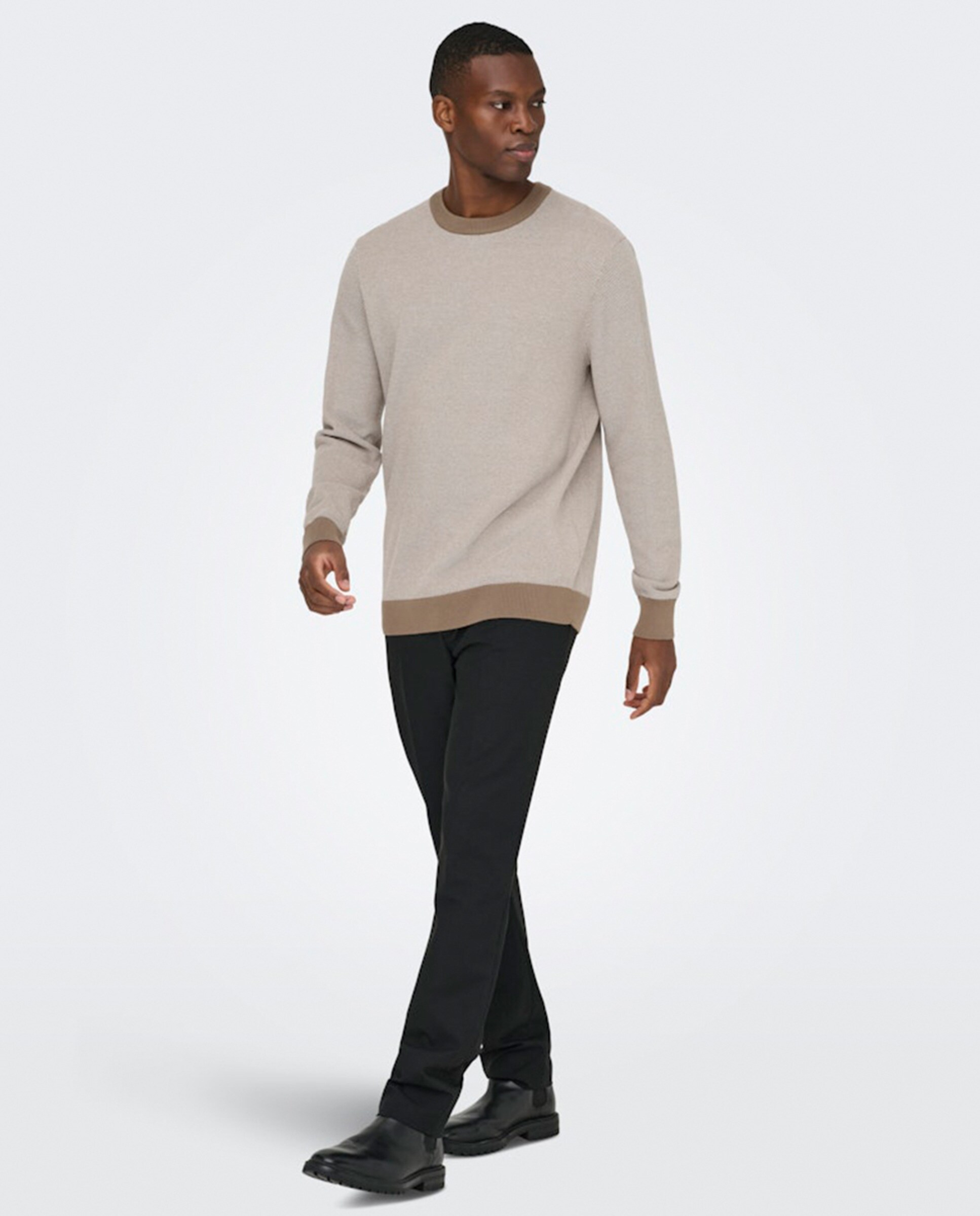 Camisola de Malha Regular Fit Bege-7