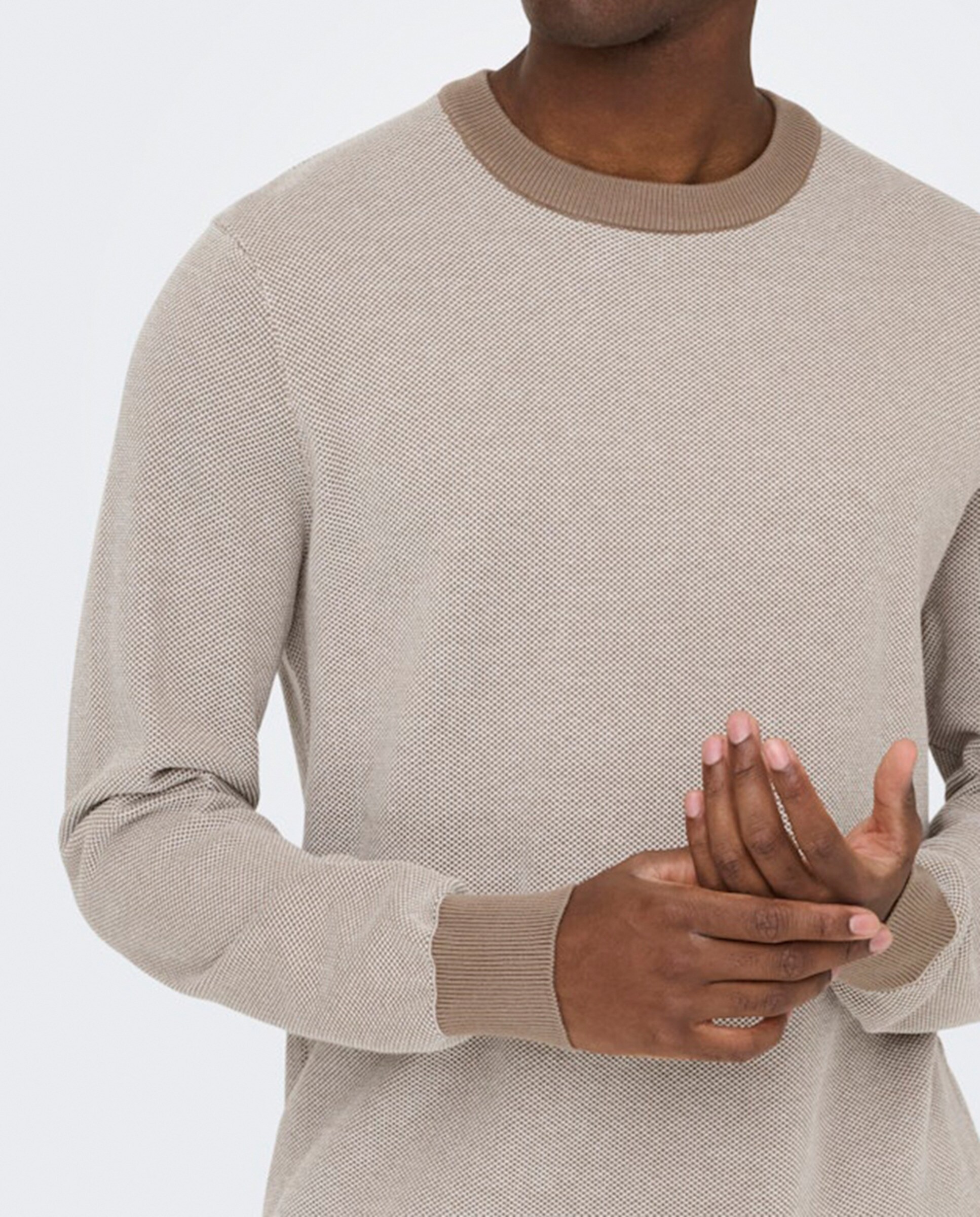 Camisola de Malha Regular Fit Bege-4