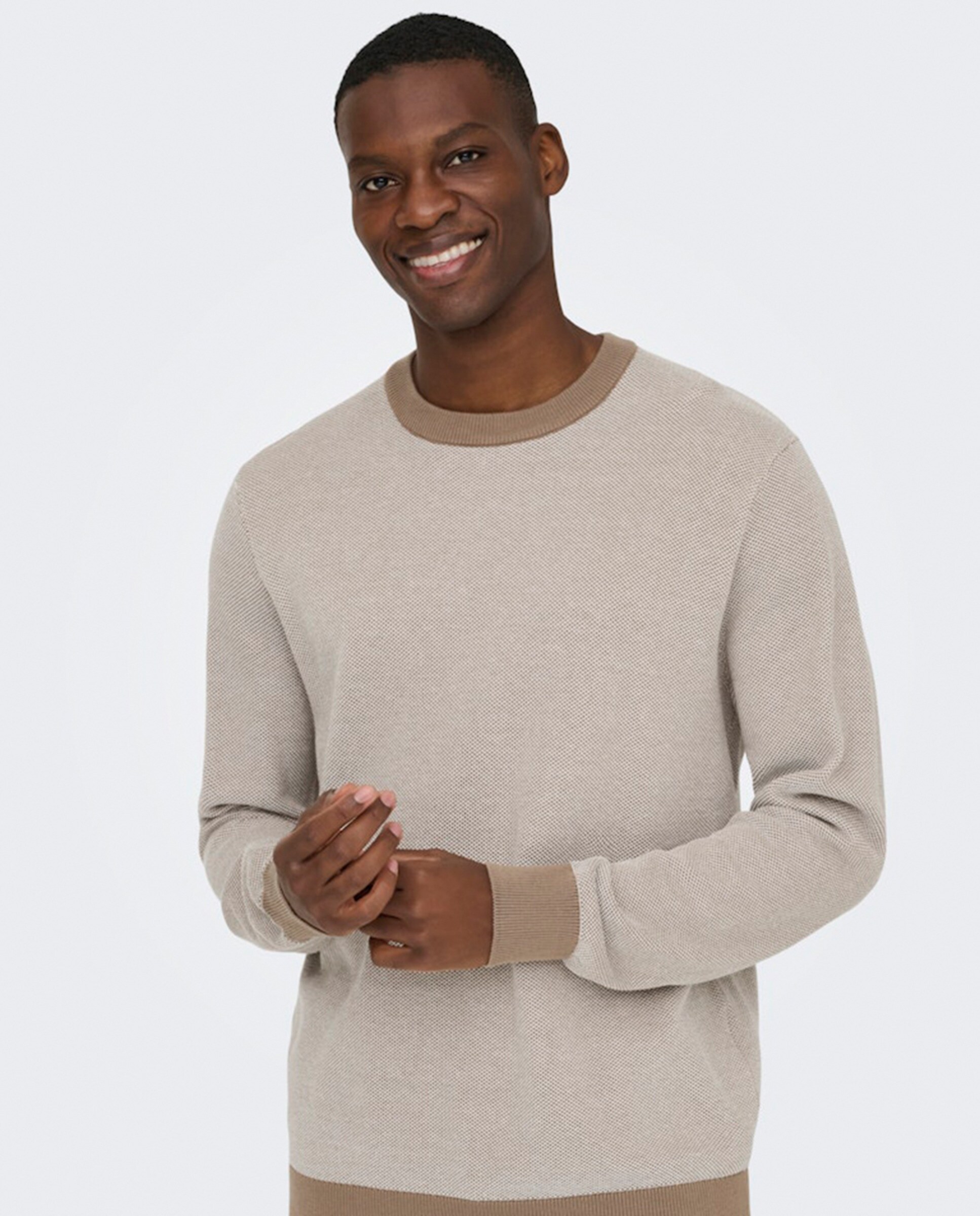 Camisola de Malha Regular Fit Bege-3